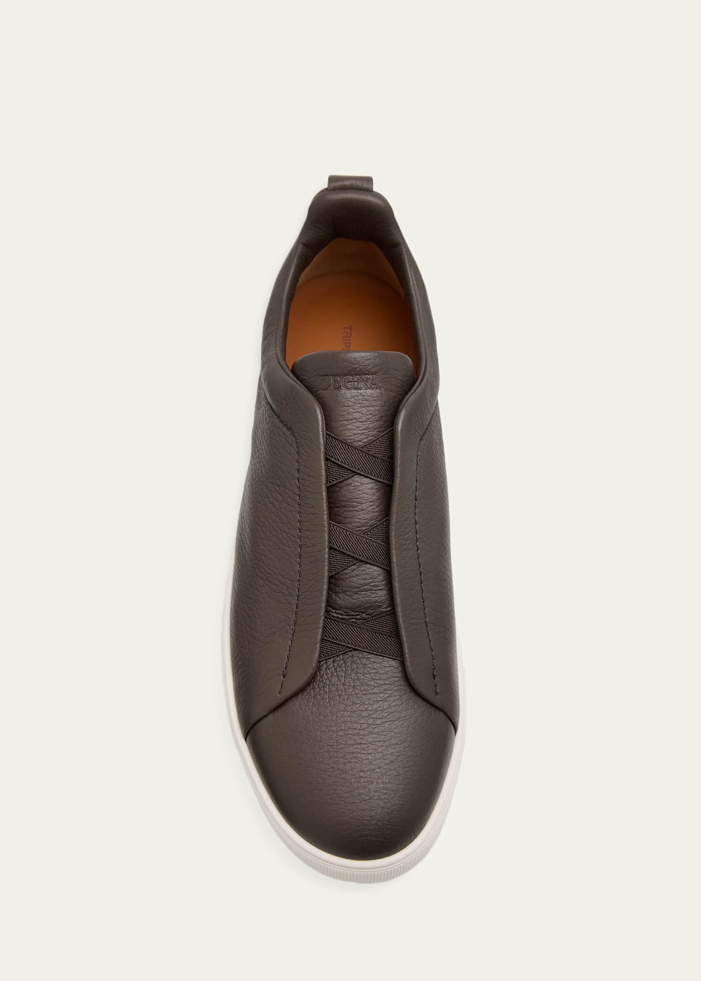ZEGNA Men's Triple Stitch Deerskin Leather Sneakers - Bergdorf Goodman
