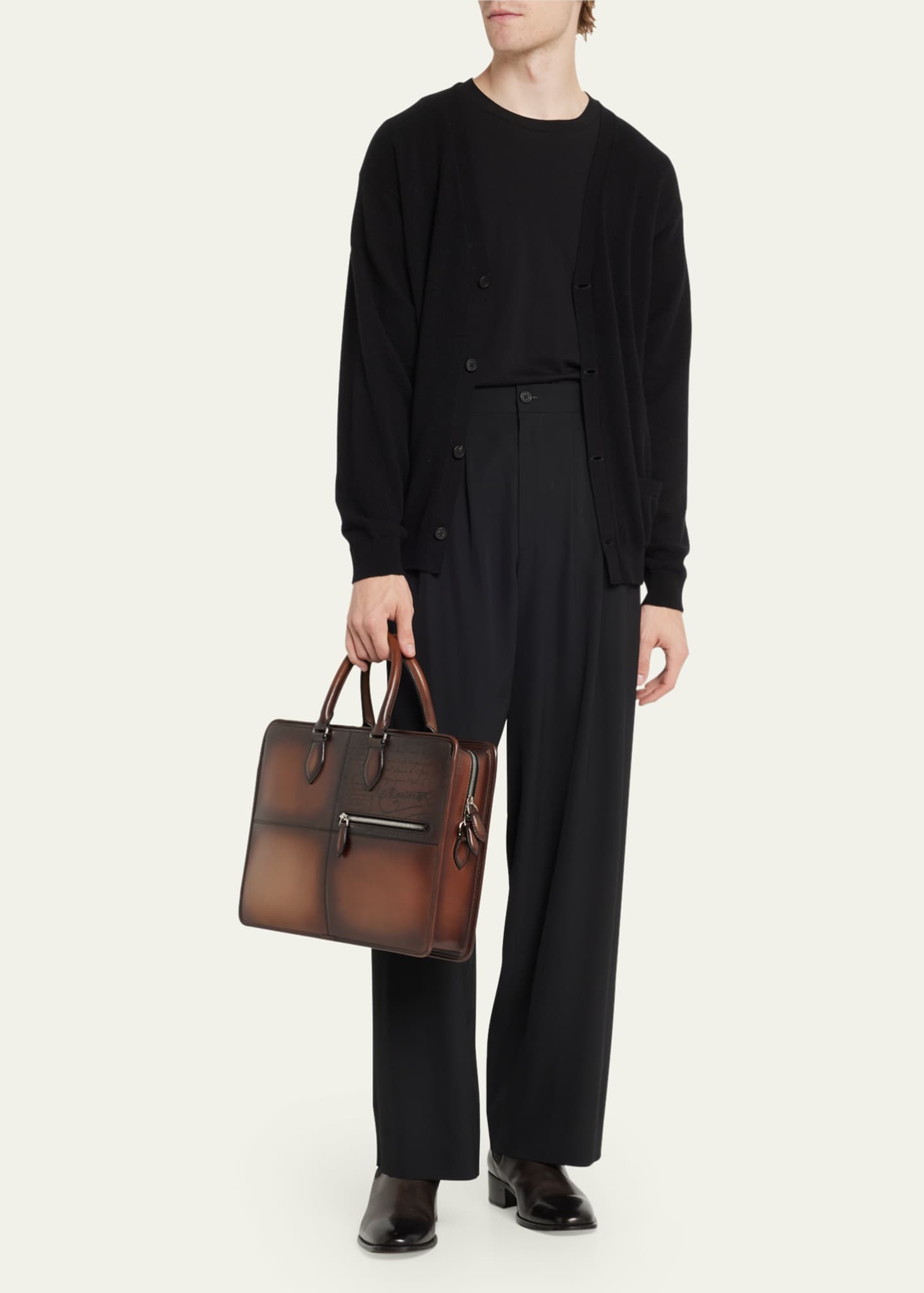 Berluti Men's Un Jour Scritto Leather Briefcase - Bergdorf Goodman