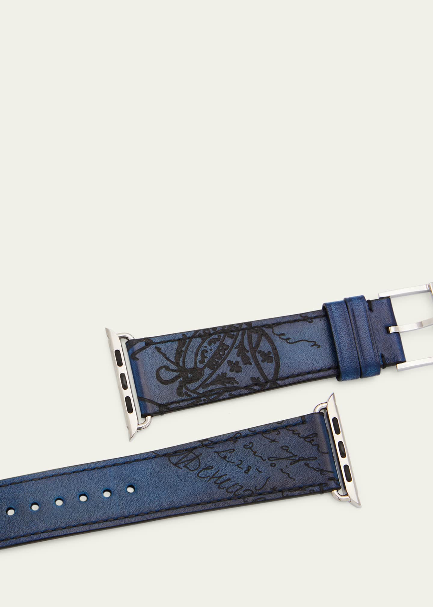 Berluti Men's Scritto Leather Apple Watch Strap, 44mm - Bergdorf