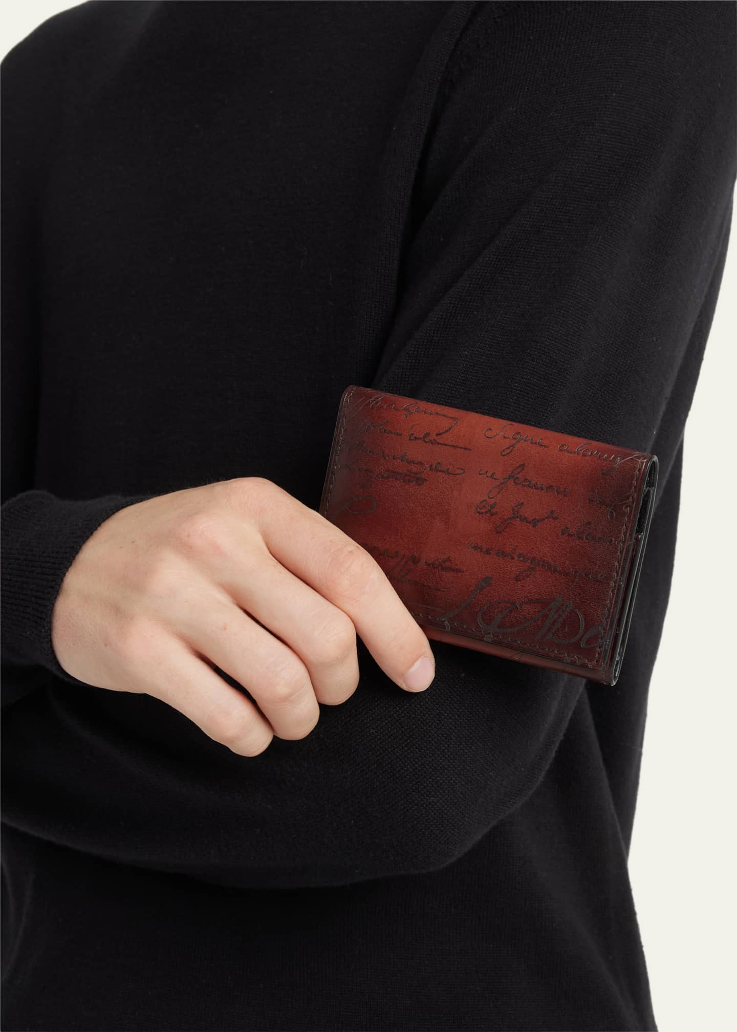 Berluti Men's Imbuia Scritto Leather Bifold Card Holder - Bergdorf