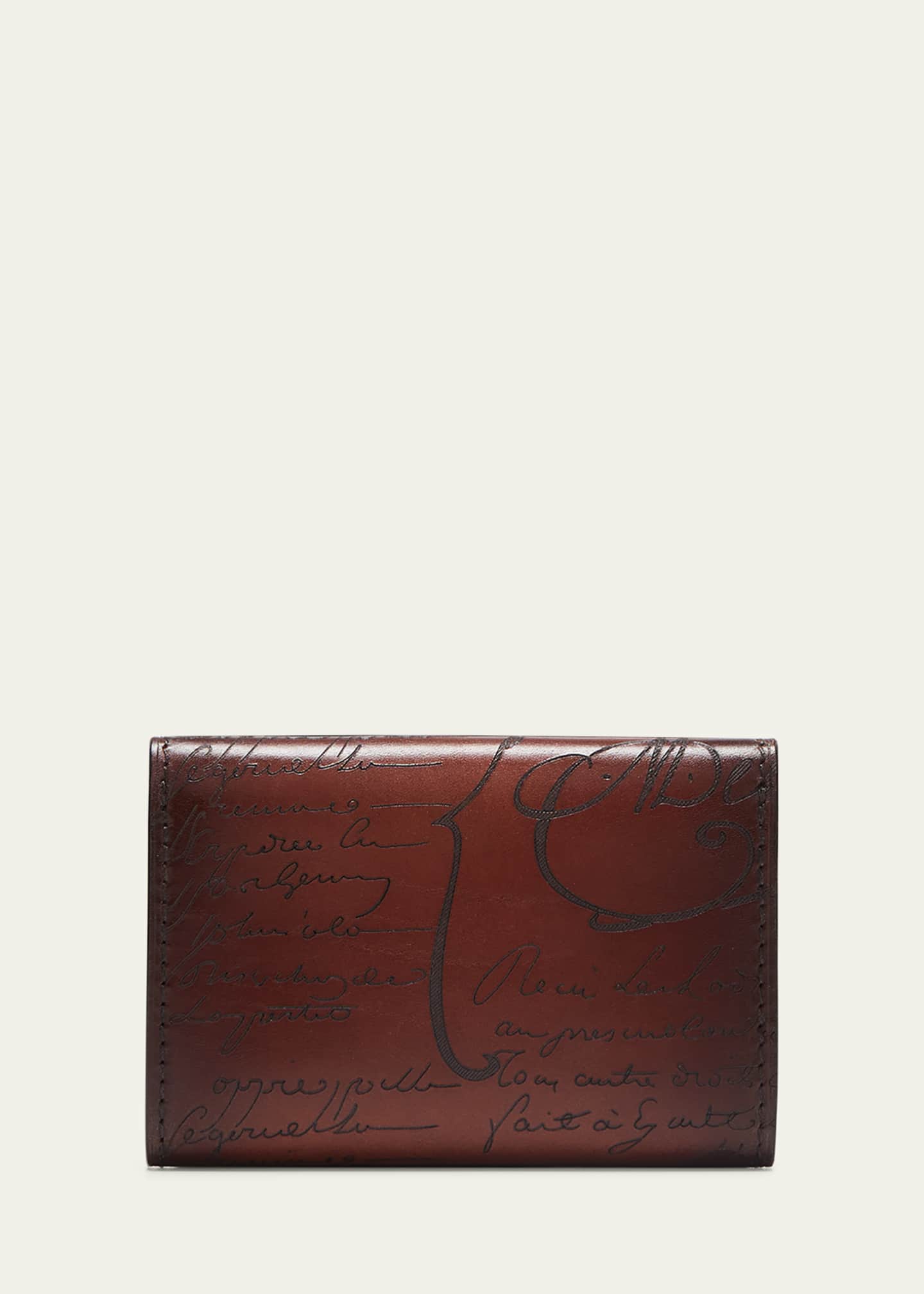 Berluti Men's Imbuia Scritto Leather Bifold Card Holder