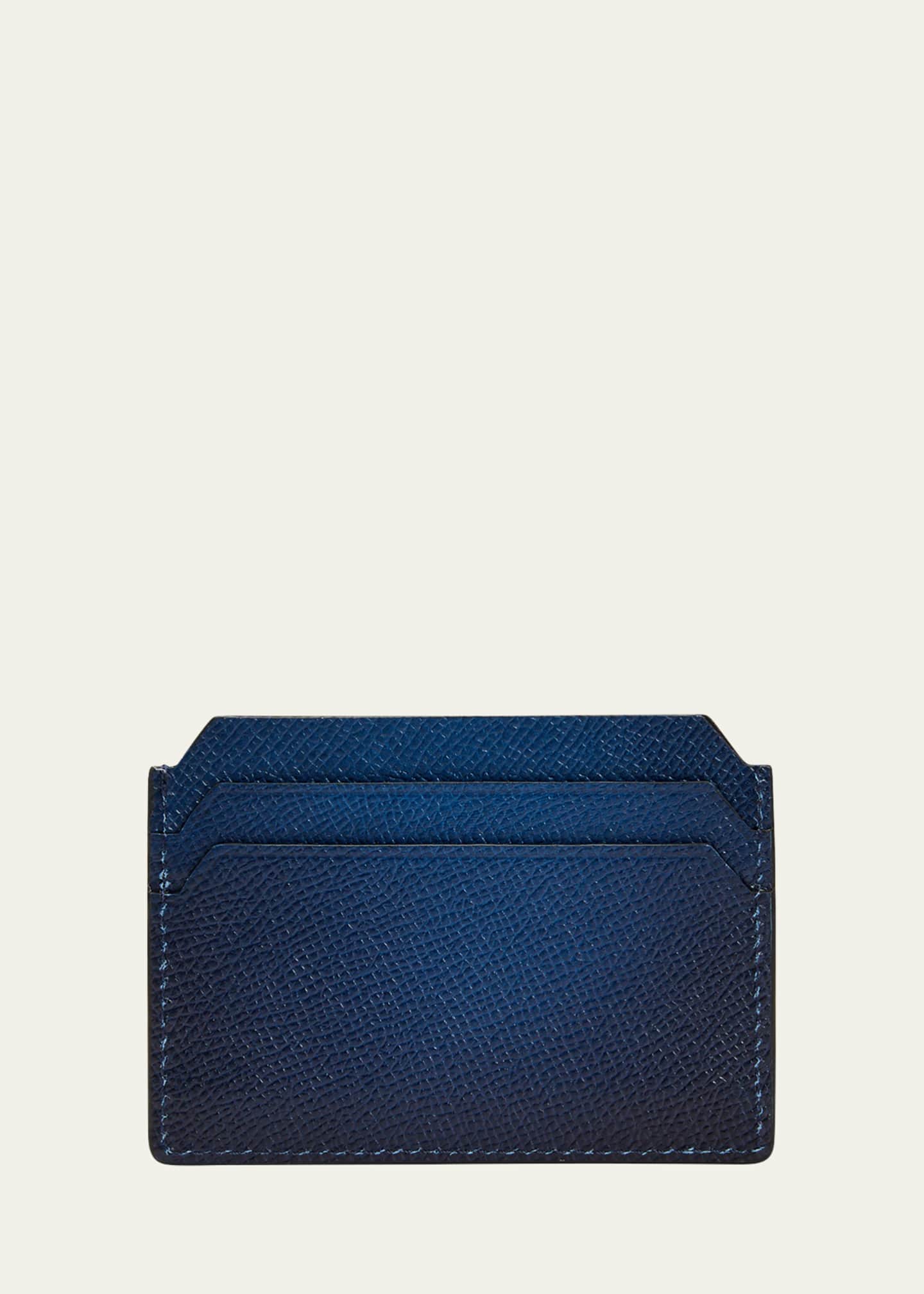SANTONI Light Blue Saffiano Leather Credit Card Holder – Drest by