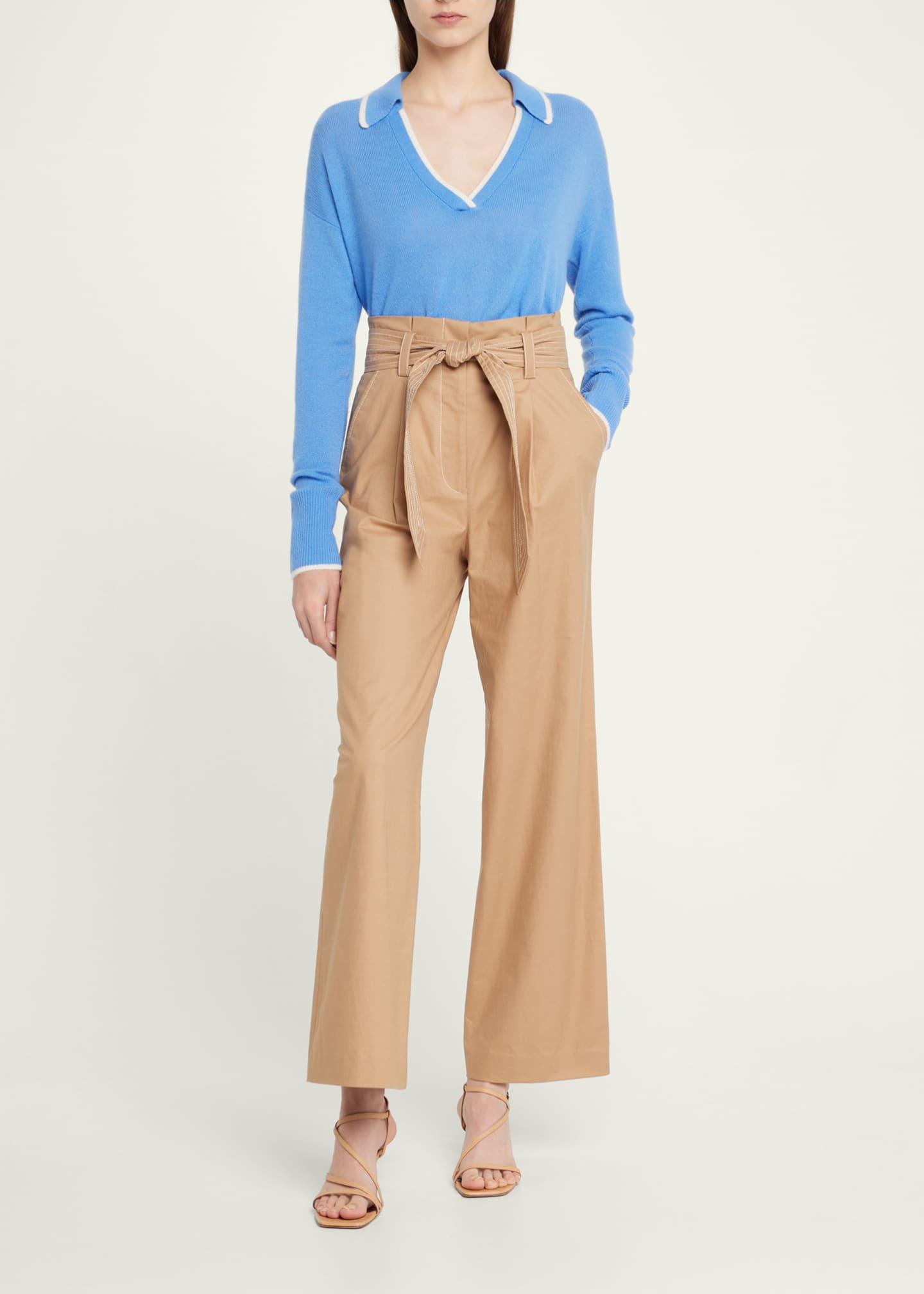 Veronica Beard Lang StraightLeg Paper Bag Pants Bergdorf Goodman