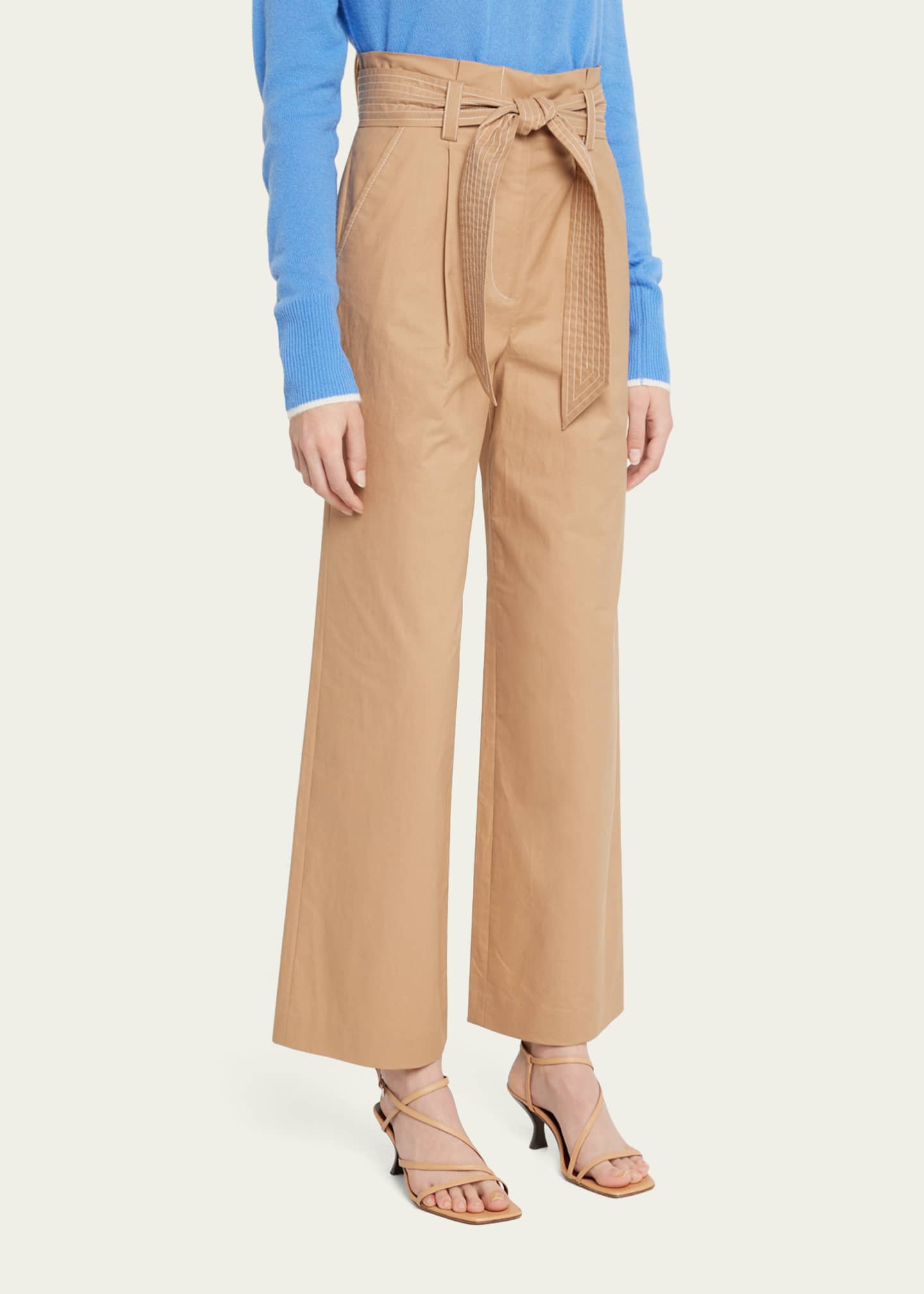 Veronica Beard Lang StraightLeg Paper Bag Pants Bergdorf Goodman