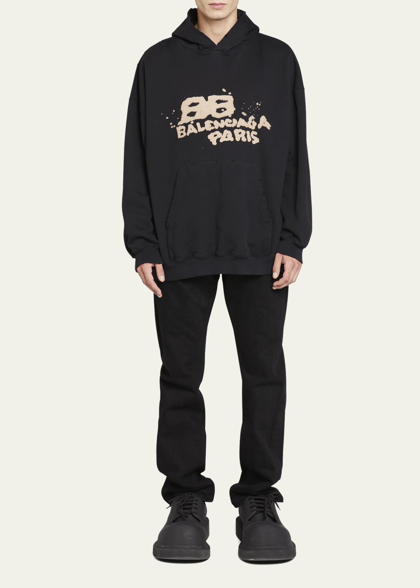 Balenciaga Men's Dirty BB Paris Icon Hoodie - Bergdorf Goodman