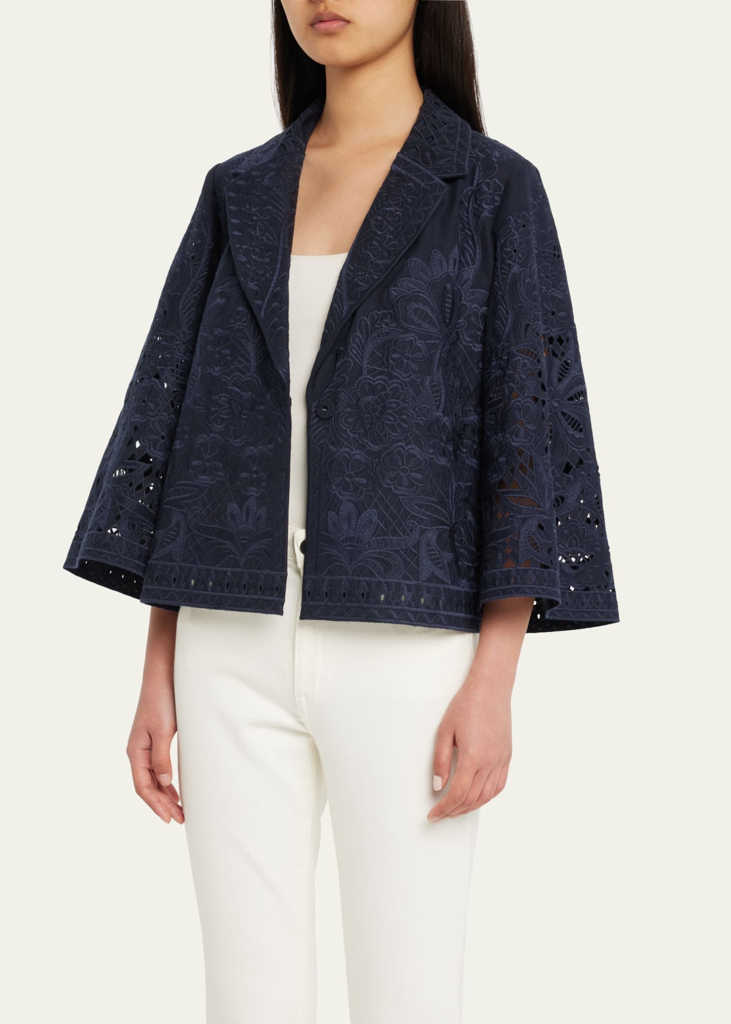 Kobi Halperin Pryce FloralEmbroidered Eyelet Jacket Bergdorf Goodman
