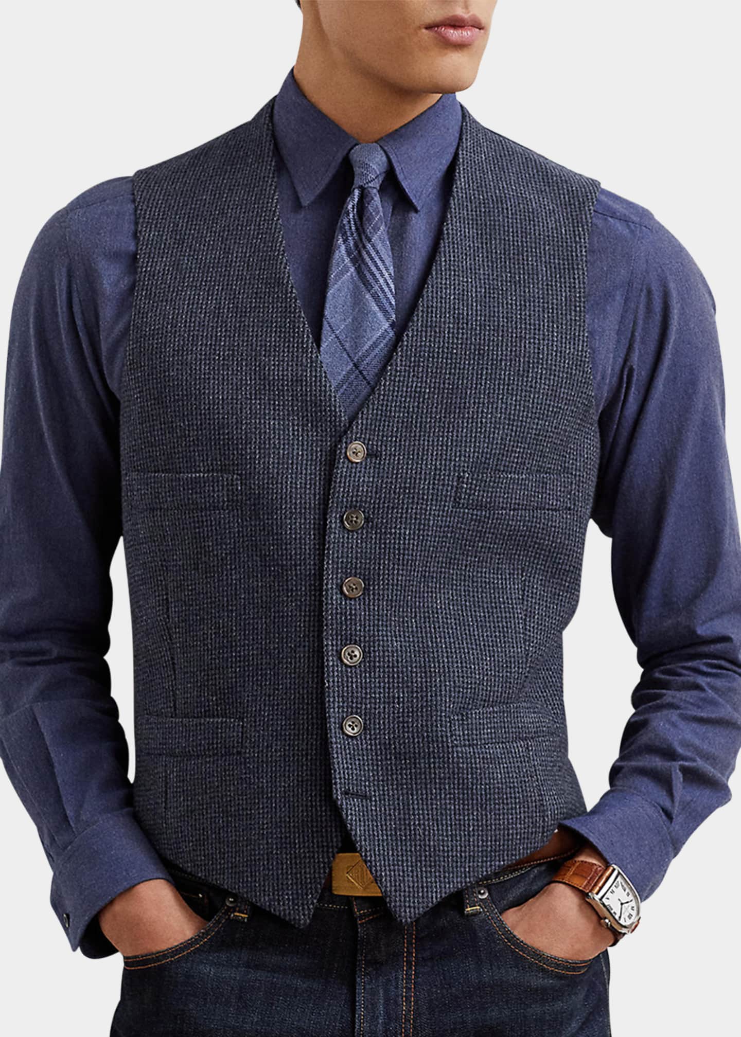 Ralph Lauren Purple Label Men's Tweed Vest with Satin Back Bergdorf