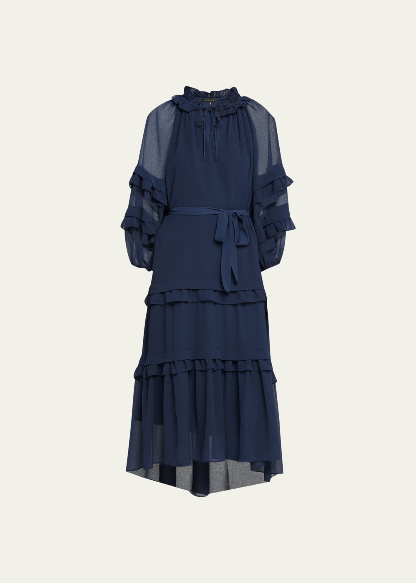 Kobi Halperin Koa Tiered Blouson-Sleeve High-Low Midi Dress - Bergdorf ...