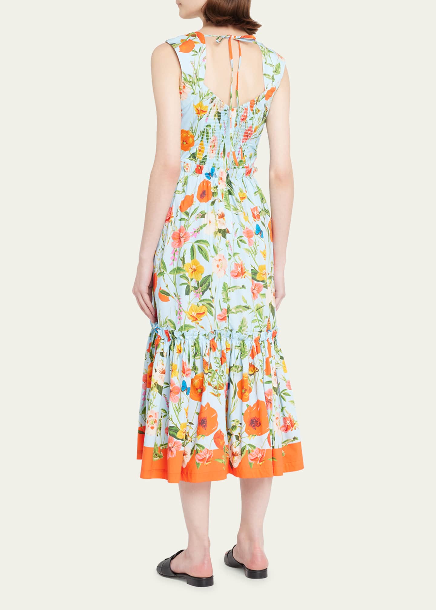Cara Cara Claire Floral Tie-Back Midi Dress - Bergdorf Goodman
