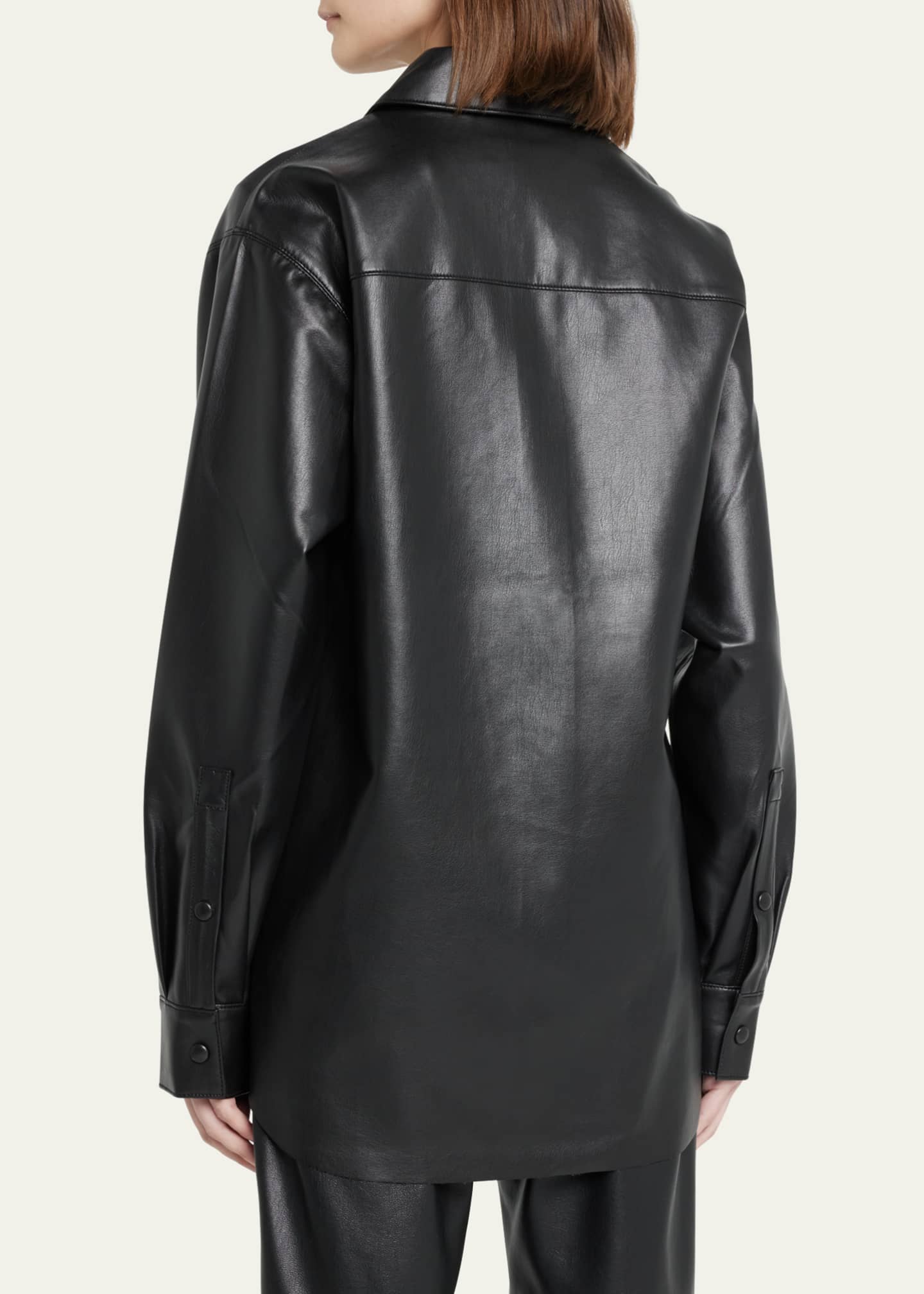 AGOLDE Lefi Snap-Front Vegan Leather Shirt - Bergdorf Goodman
