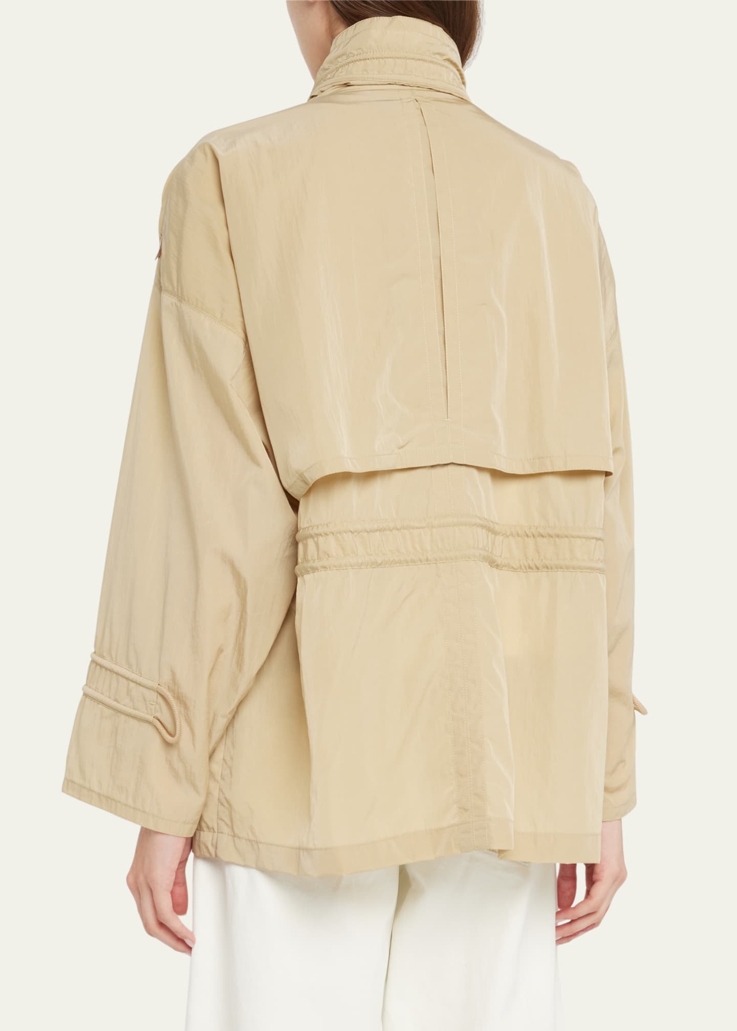 Moncler Deel Nylon Short Parka Jacket with Drawstring Details