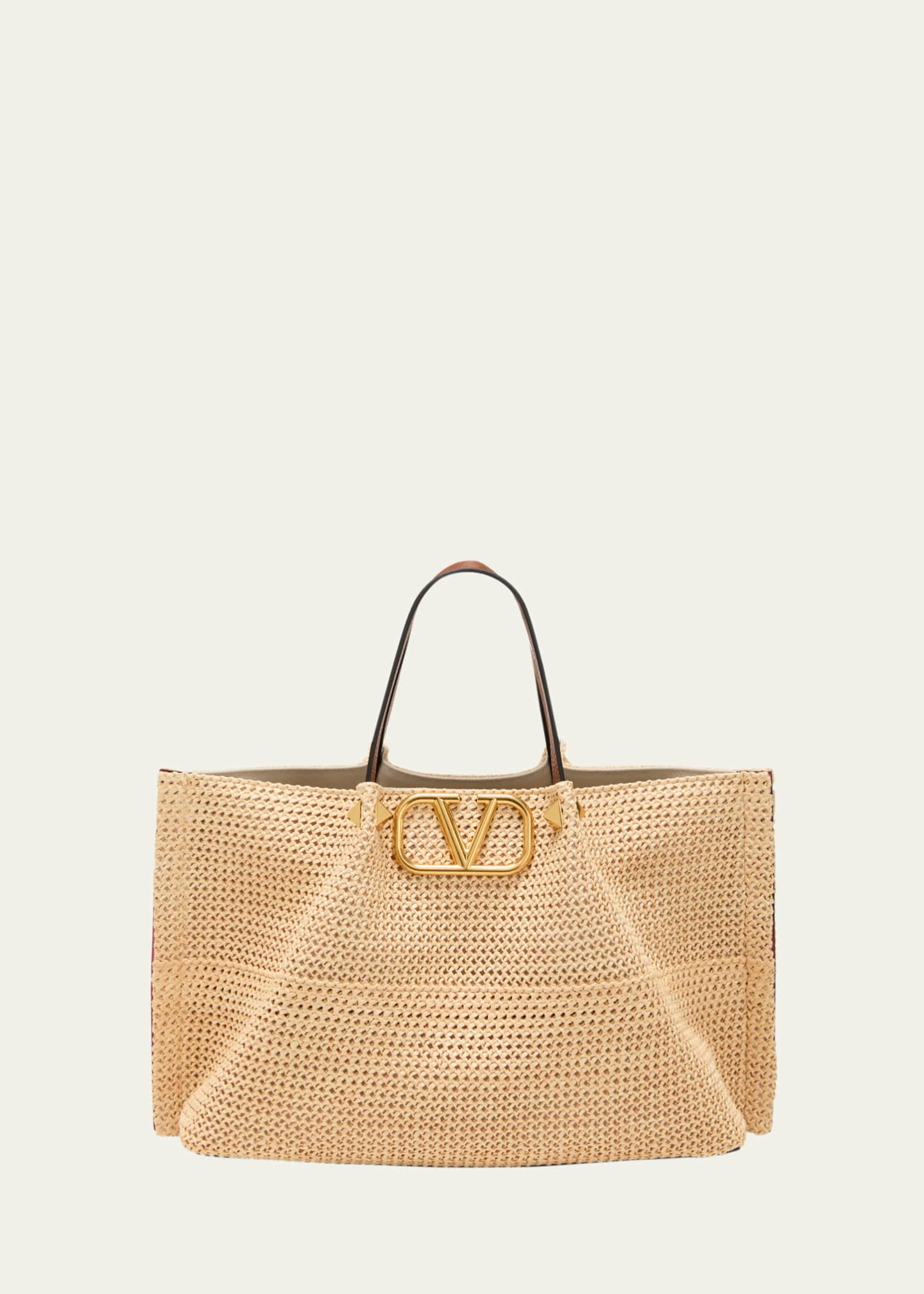 Valentino Garavani VLOGO Medium Raffia Tote Bag - Bergdorf Goodman