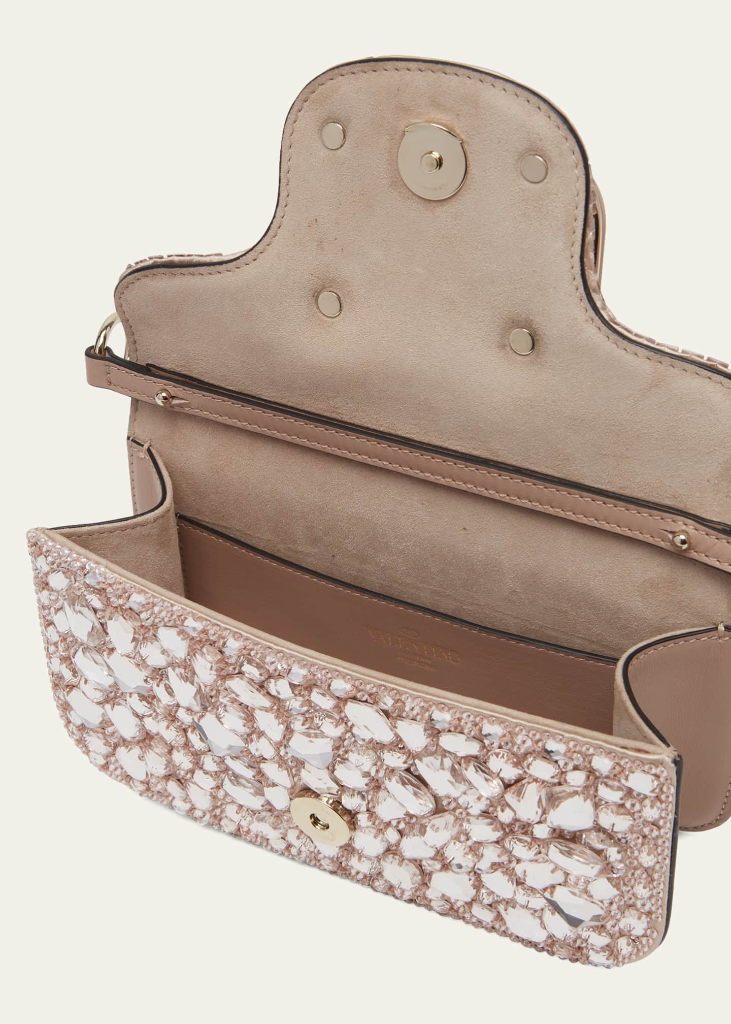 Locò VLOGO small embellished suede and metallic leather shoulder bag