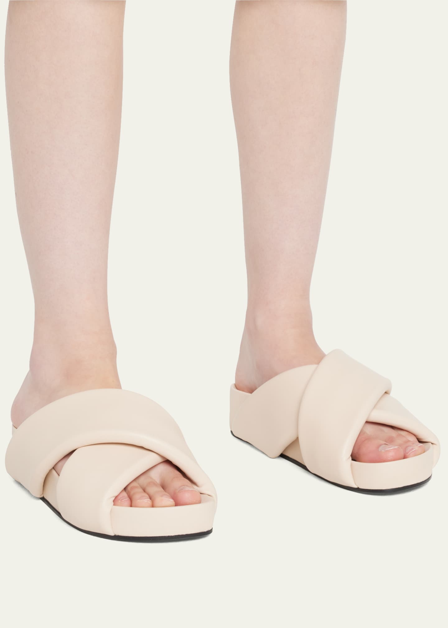 Jil Sander Padded Napa Crisscross Slide Sandals