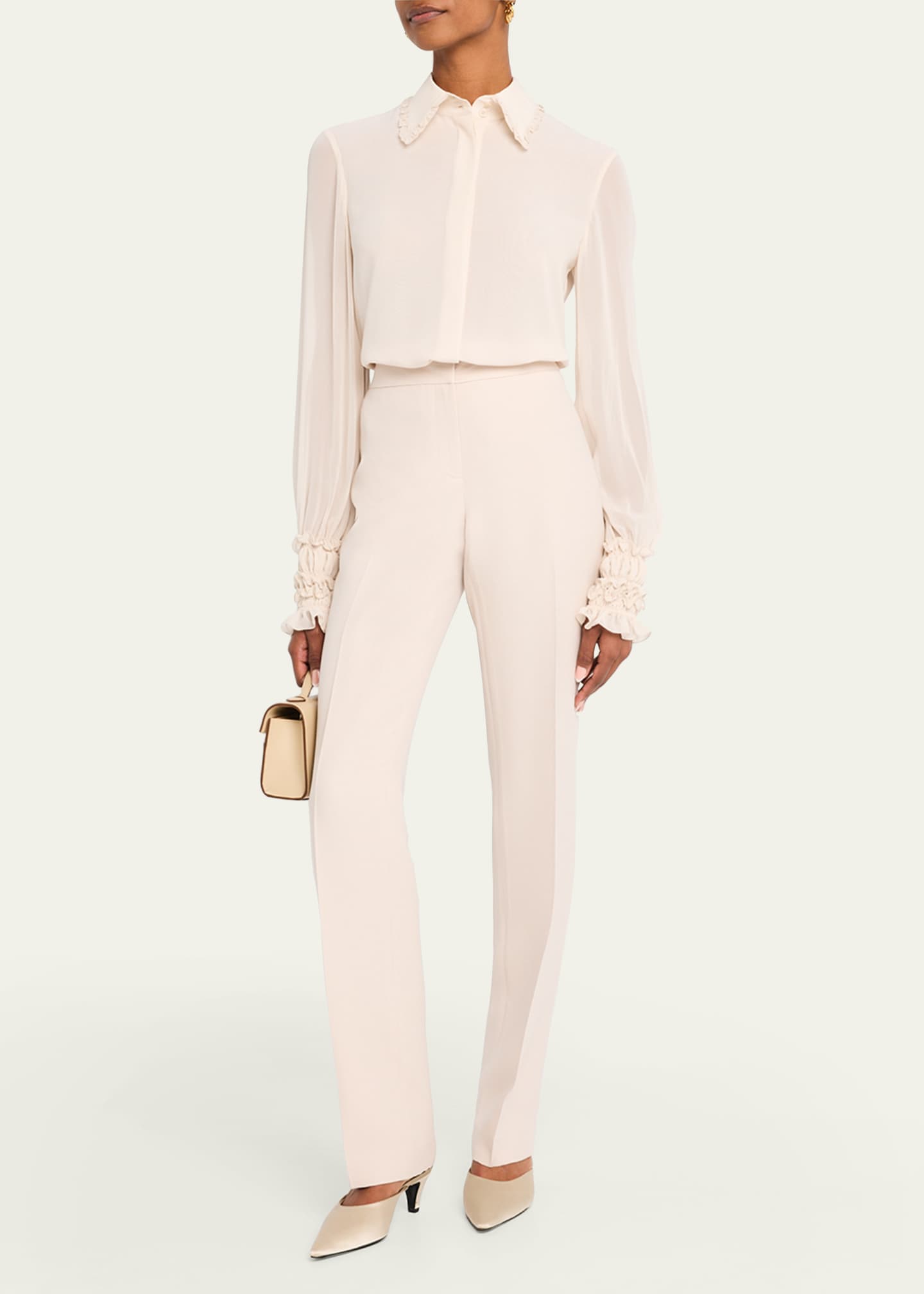 Lafayette 148 New York Barrow Straight-Leg Wool-Silk Pants Image 2 of 5