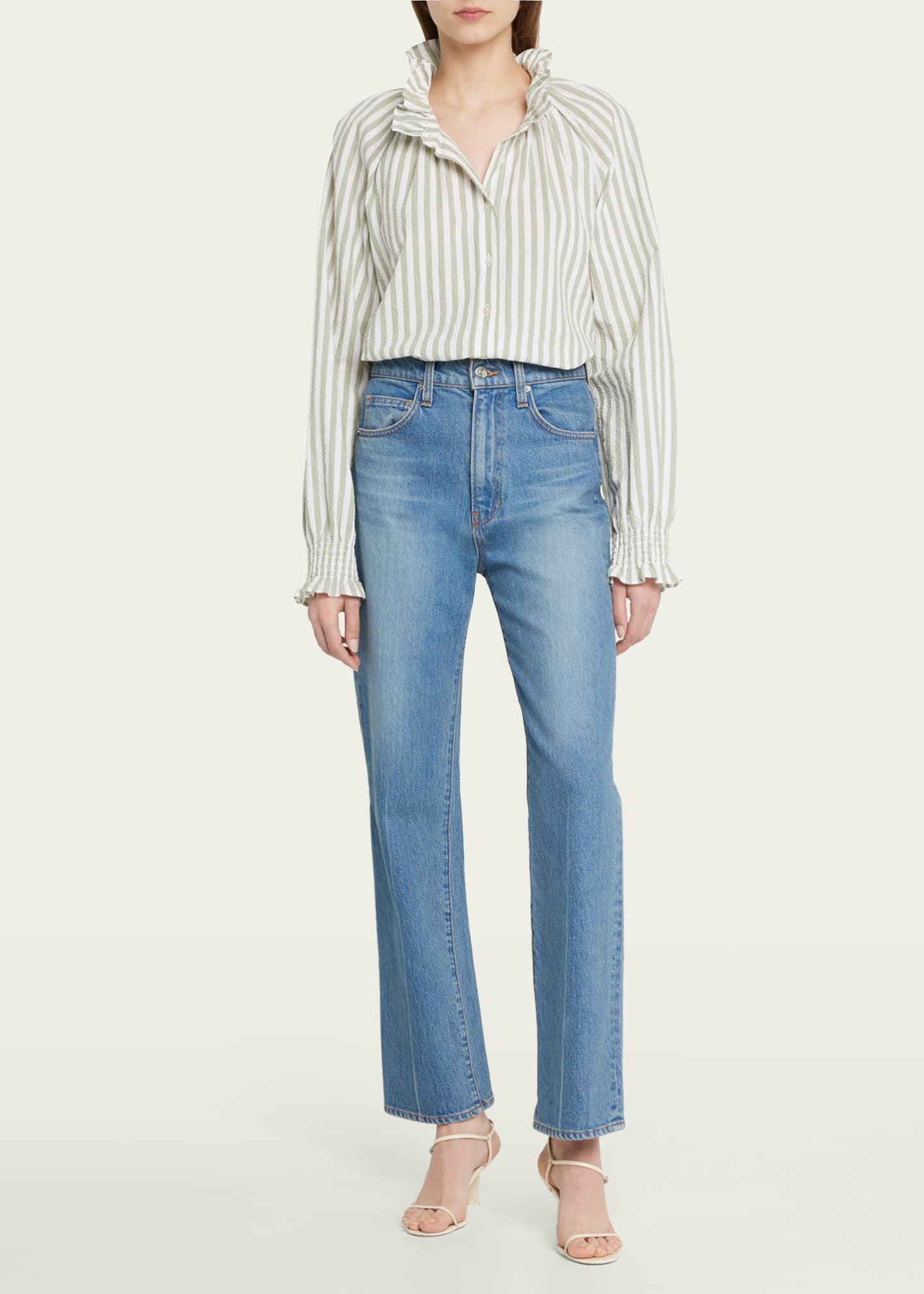 Veronica Beard Jeans Joey Straight Cowboy Crease Jeans Bergdorf Goodman