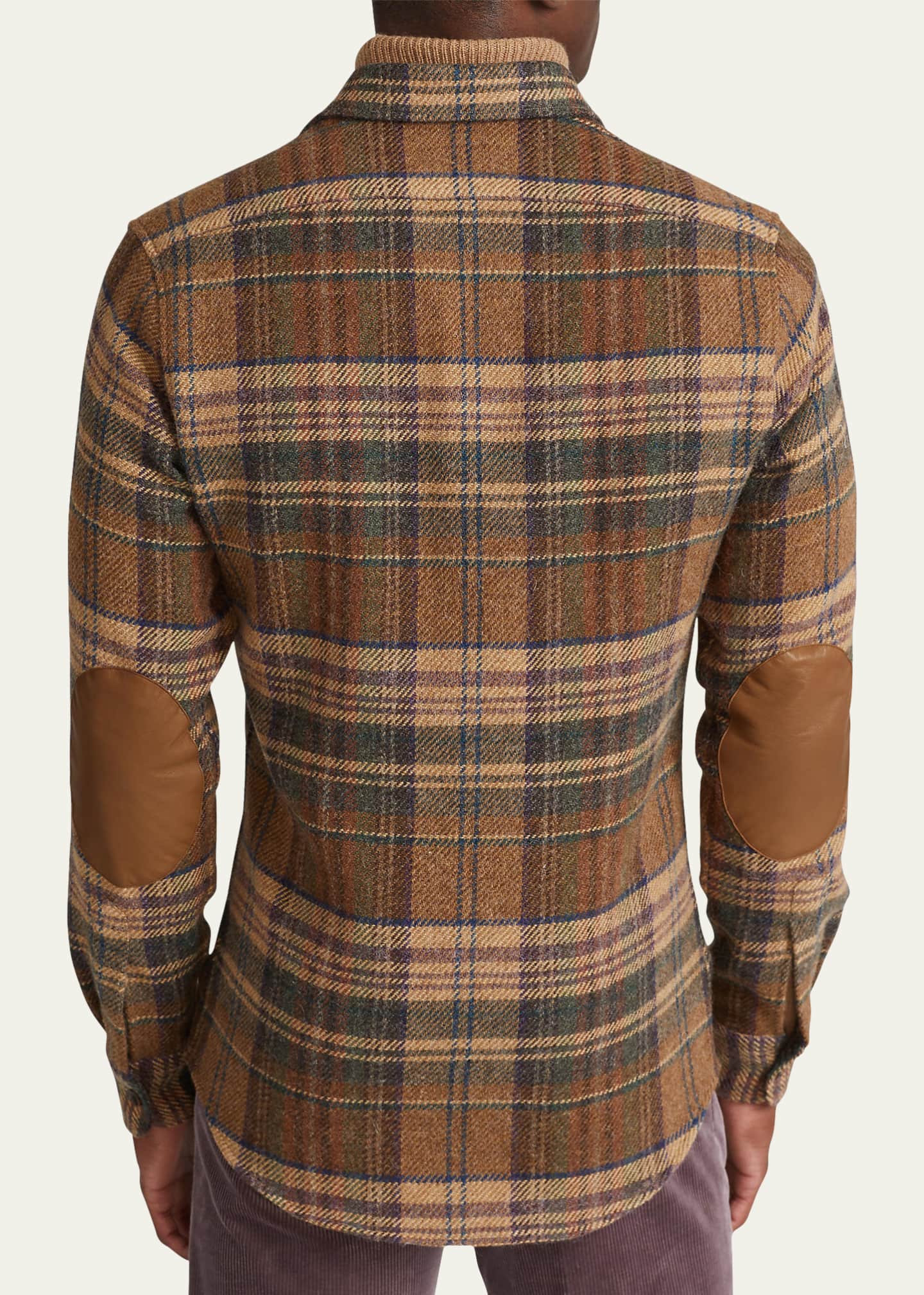 Ralph Lauren Purple Label Men's Cooper Plaid ElbowPatch Sport Shirt