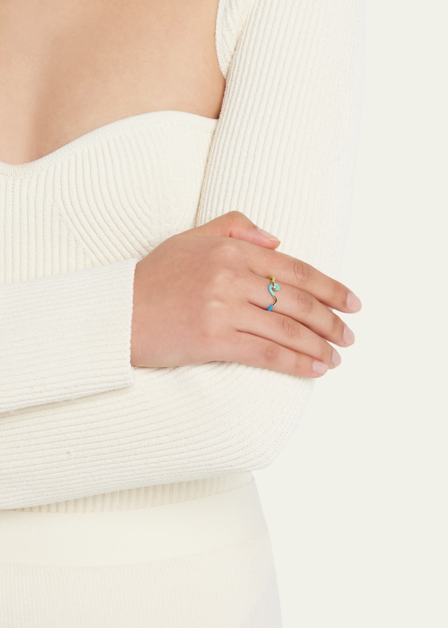Bea Bongiasca Wow Mini Snake Ring with Lime Green and Mint Enamel Image 2 of 4