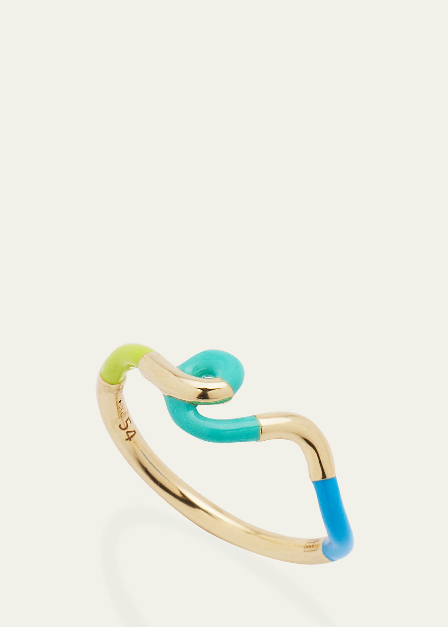Bea Bongiasca Wow Mini Snake Ring with Lime Green and Mint Enamel Image 3 of 4
