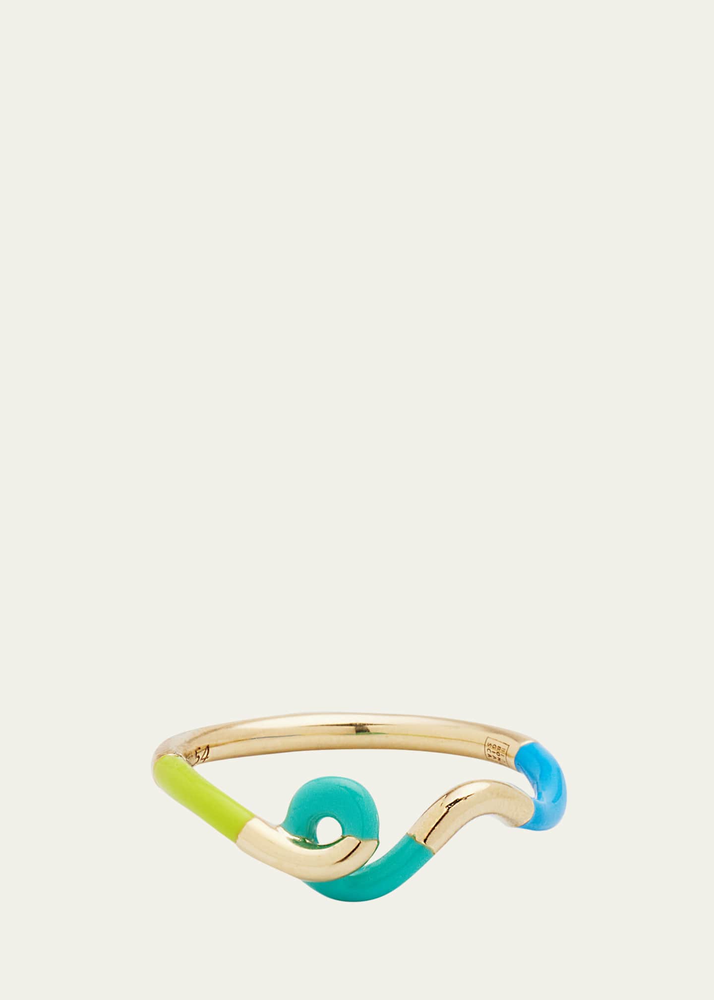 Bea Bongiasca Wow Mini Snake Ring with Lime Green and Mint Enamel Image 1 of 4