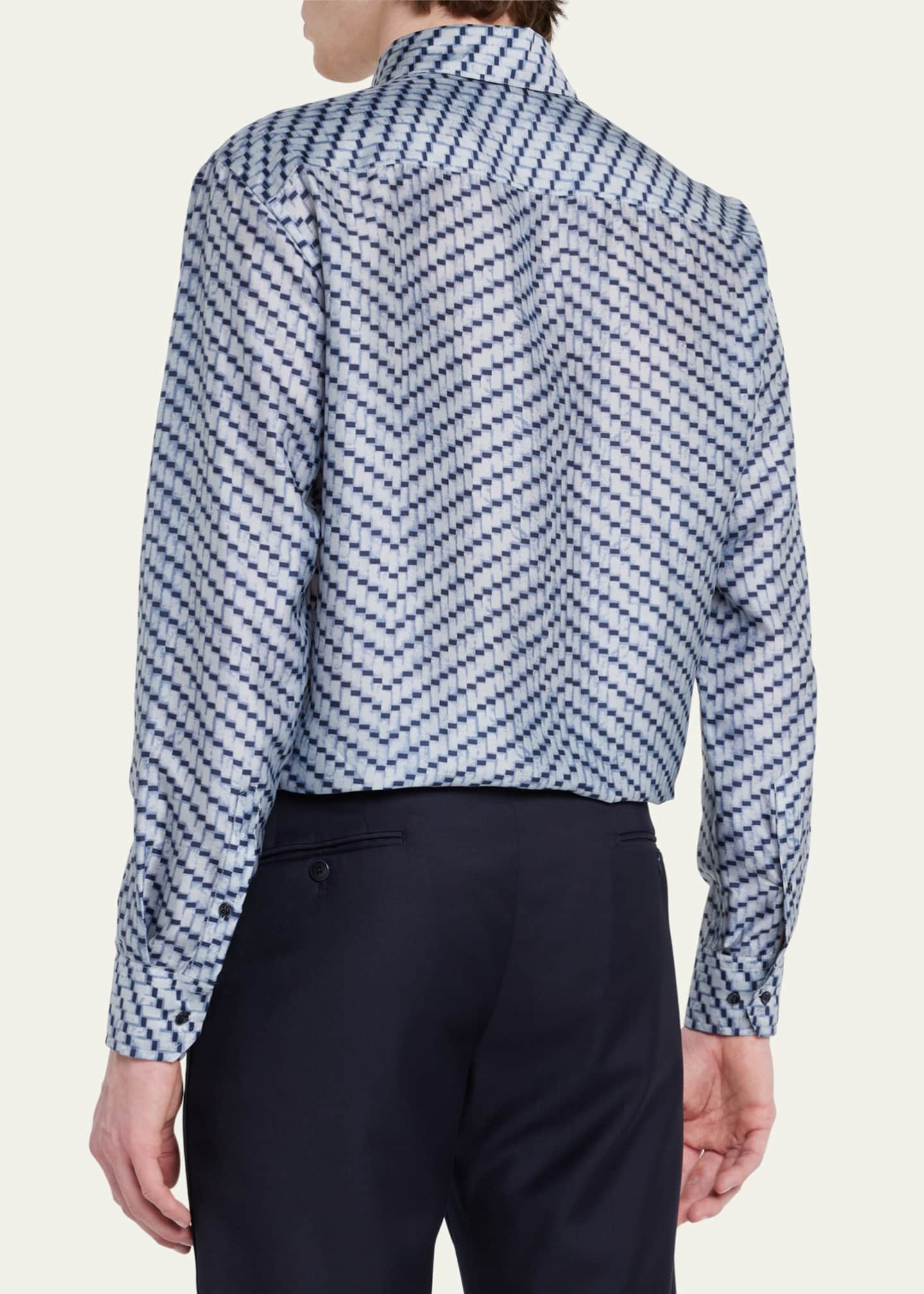Giorgio Armani Men's Silk Printed Sport Shirt - Bergdorf Goodman