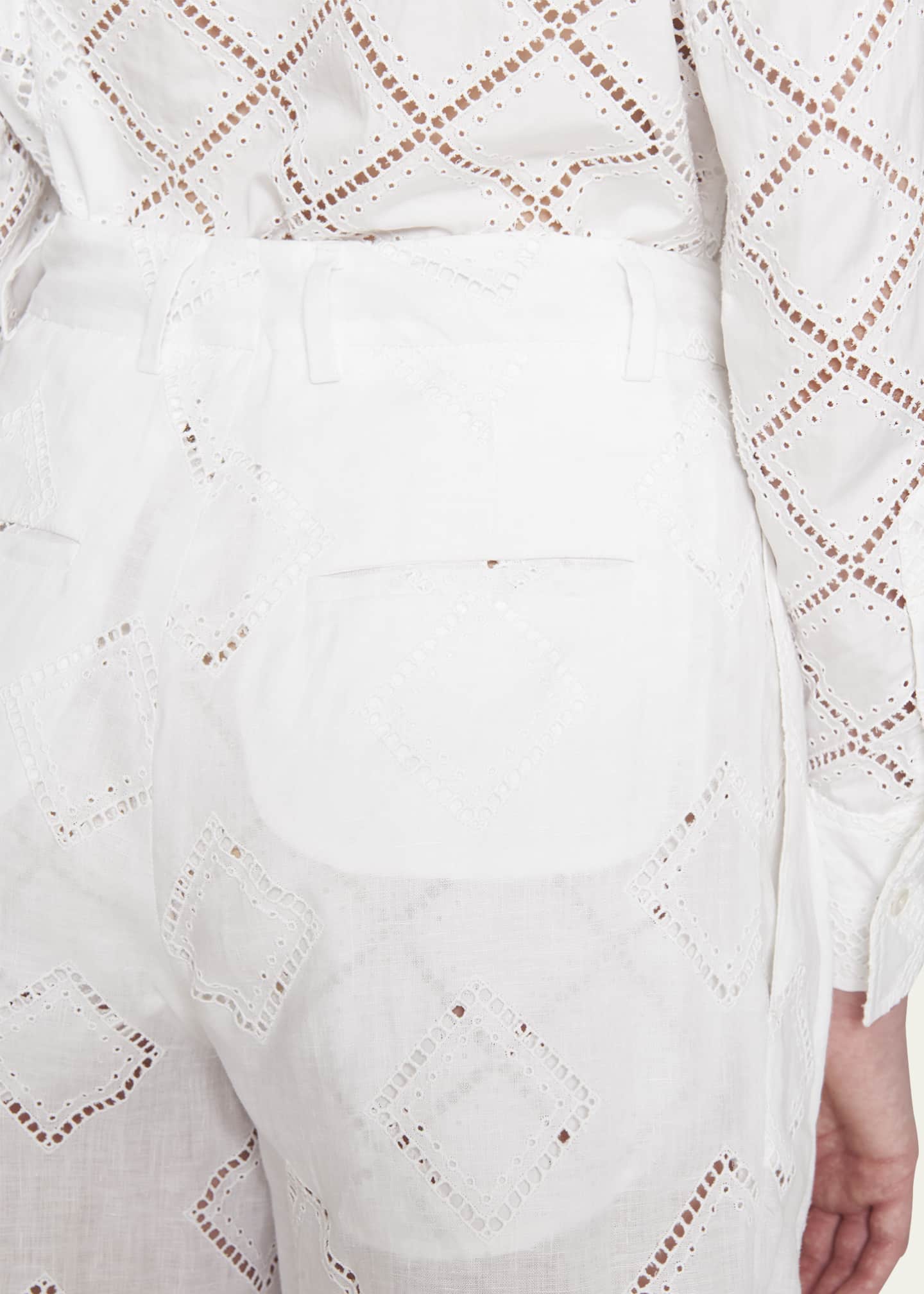 Kiton Diamond Eyelet Embroidered Linen Shorts Bergdorf Goodman