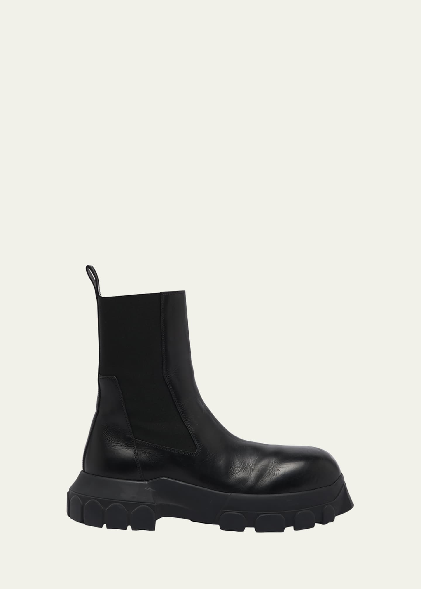Rick Owens Men s Beatle Bozo Tractor Leather Chelsea Boots