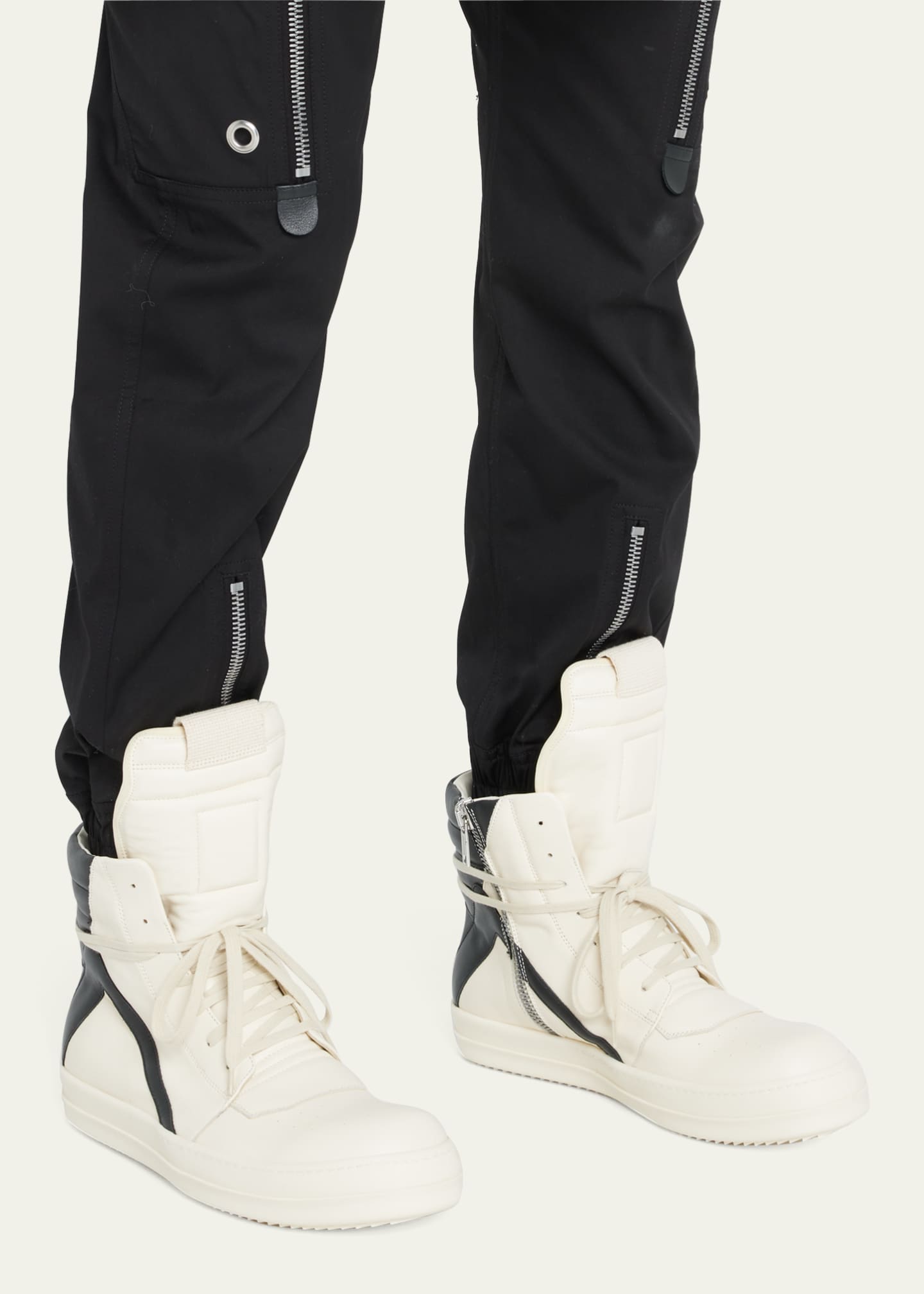 Rick Owens Men's Geobasket Leather Zip HighTop Sneakers Bergdorf Goodman