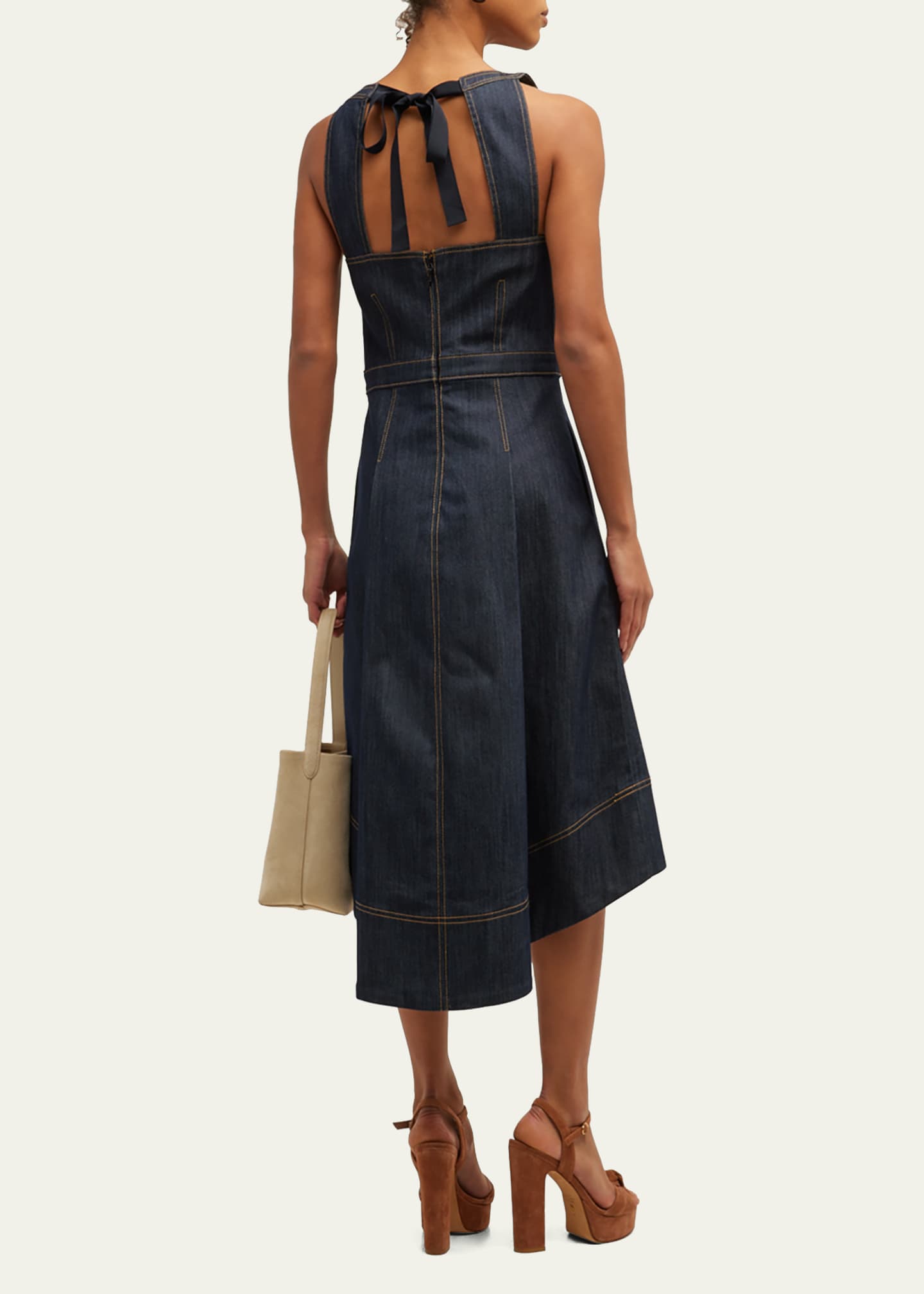 Cinq a Sept Gisselle Sleeveless Pleated Denim Midi Dress - Bergdorf Goodman