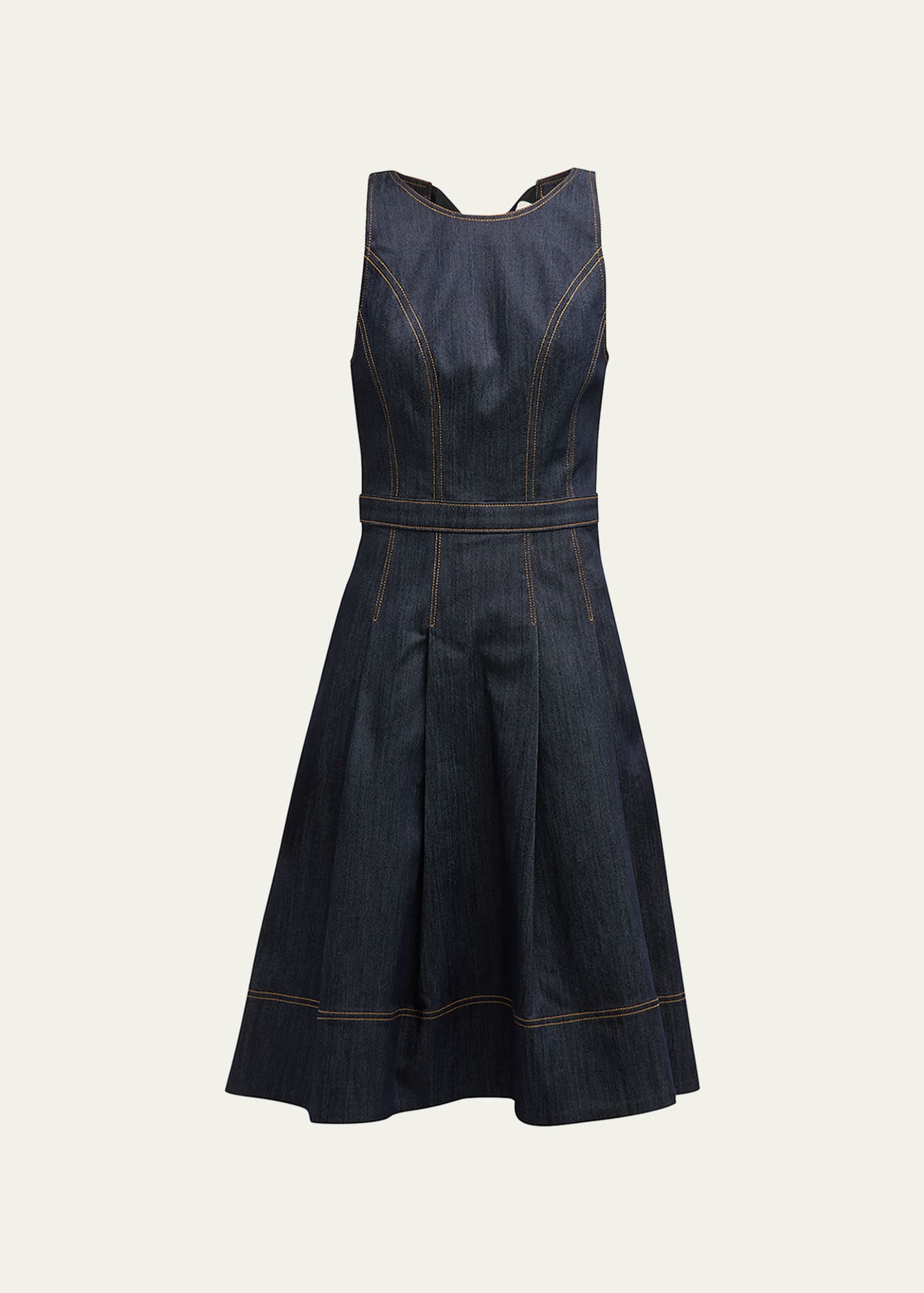 Cinq a Sept Gisselle Sleeveless Pleated Denim Midi Dress - Bergdorf Goodman