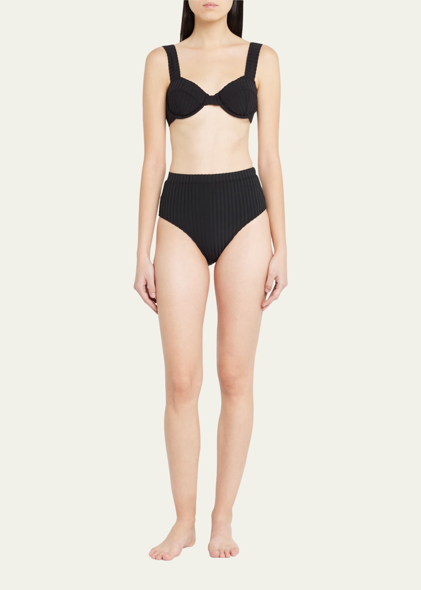 Solid and striped high waisted bikini sale