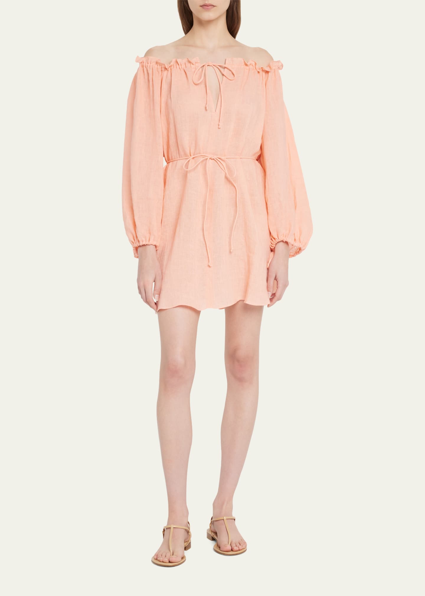 Three Graces London Sorrell Linen-Blend Mini Dress Image 2 of 5
