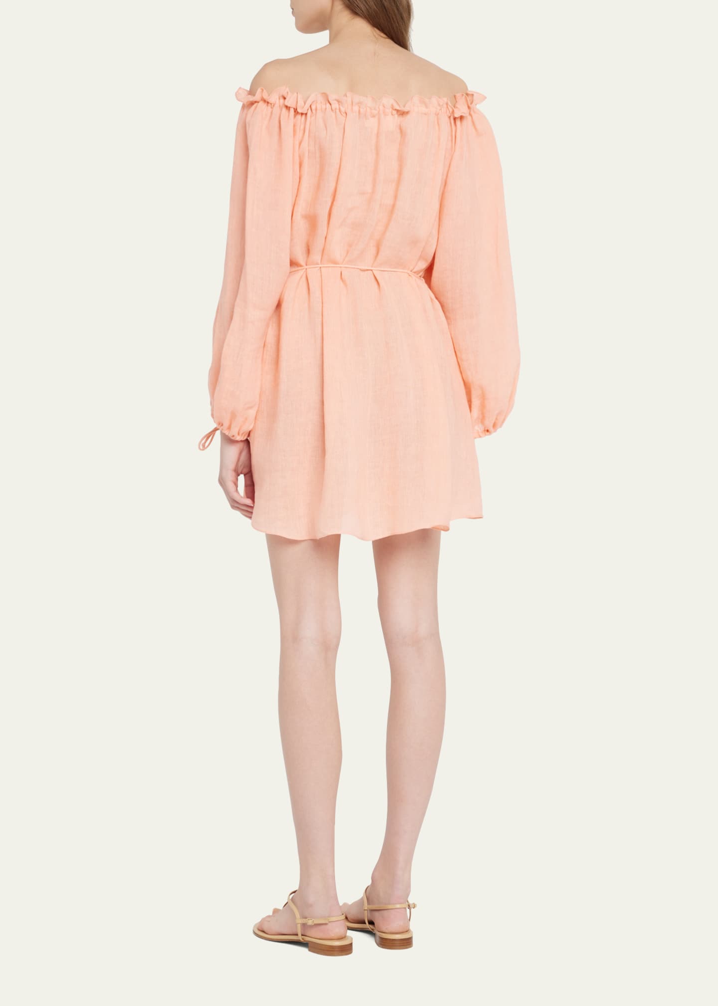Three Graces London Sorrell Linen-Blend Mini Dress Image 3 of 5