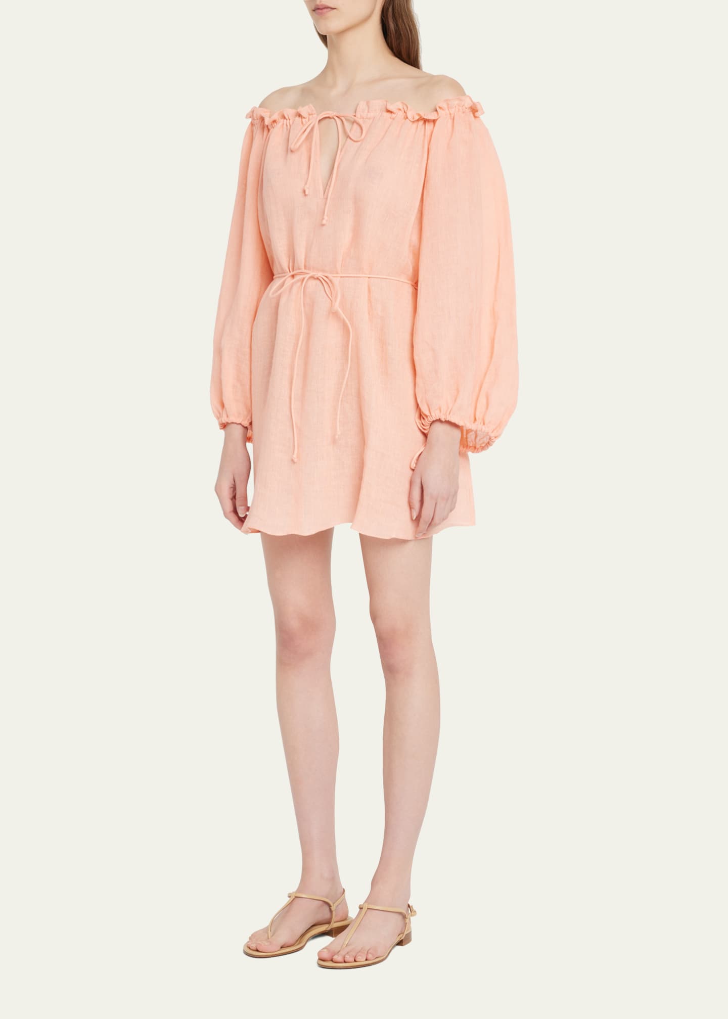 Three Graces London Sorrell Linen-Blend Mini Dress Image 4 of 5