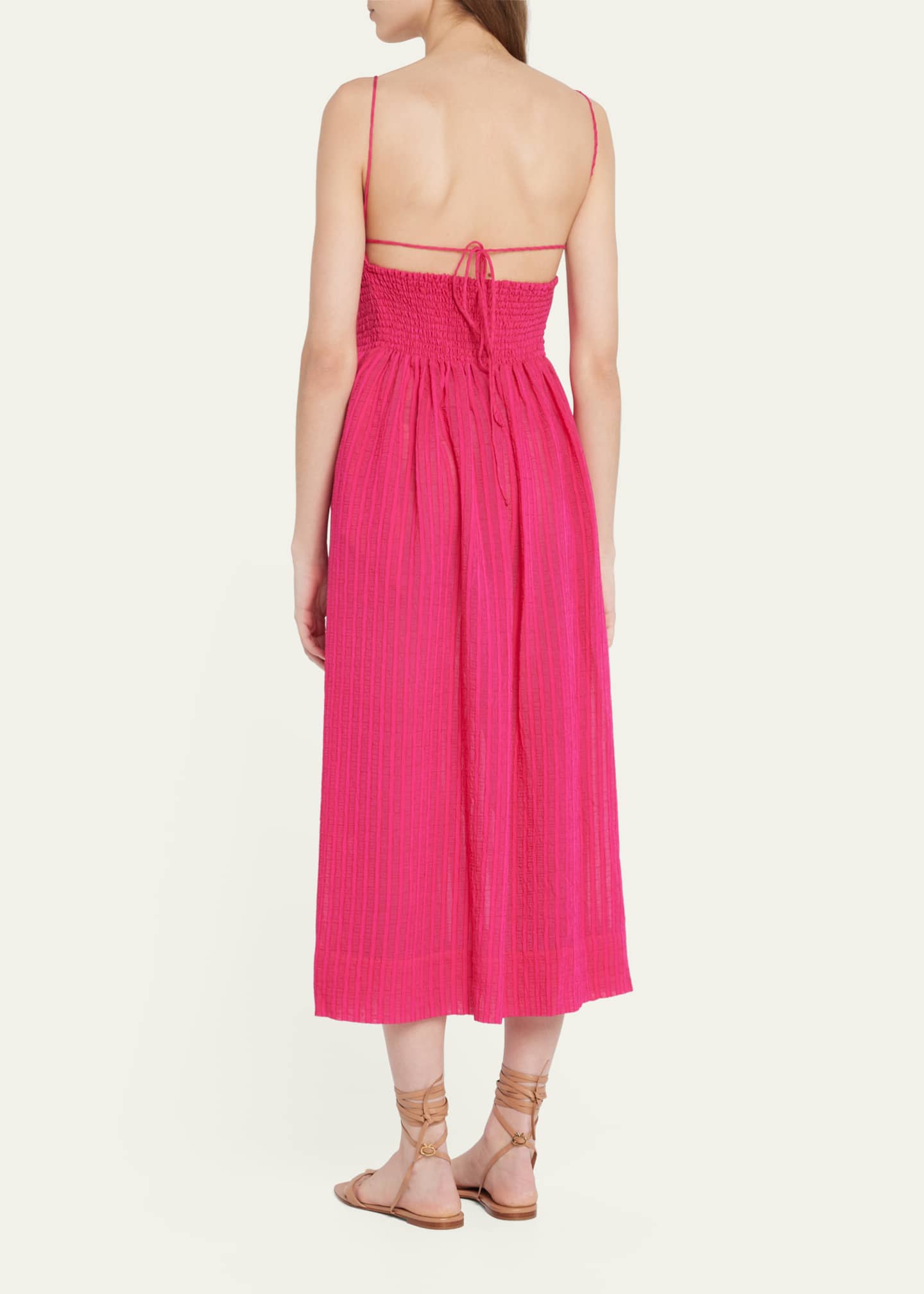 Three Graces London Everleigh Striped Smocked Midi Dress Image 3 of 5