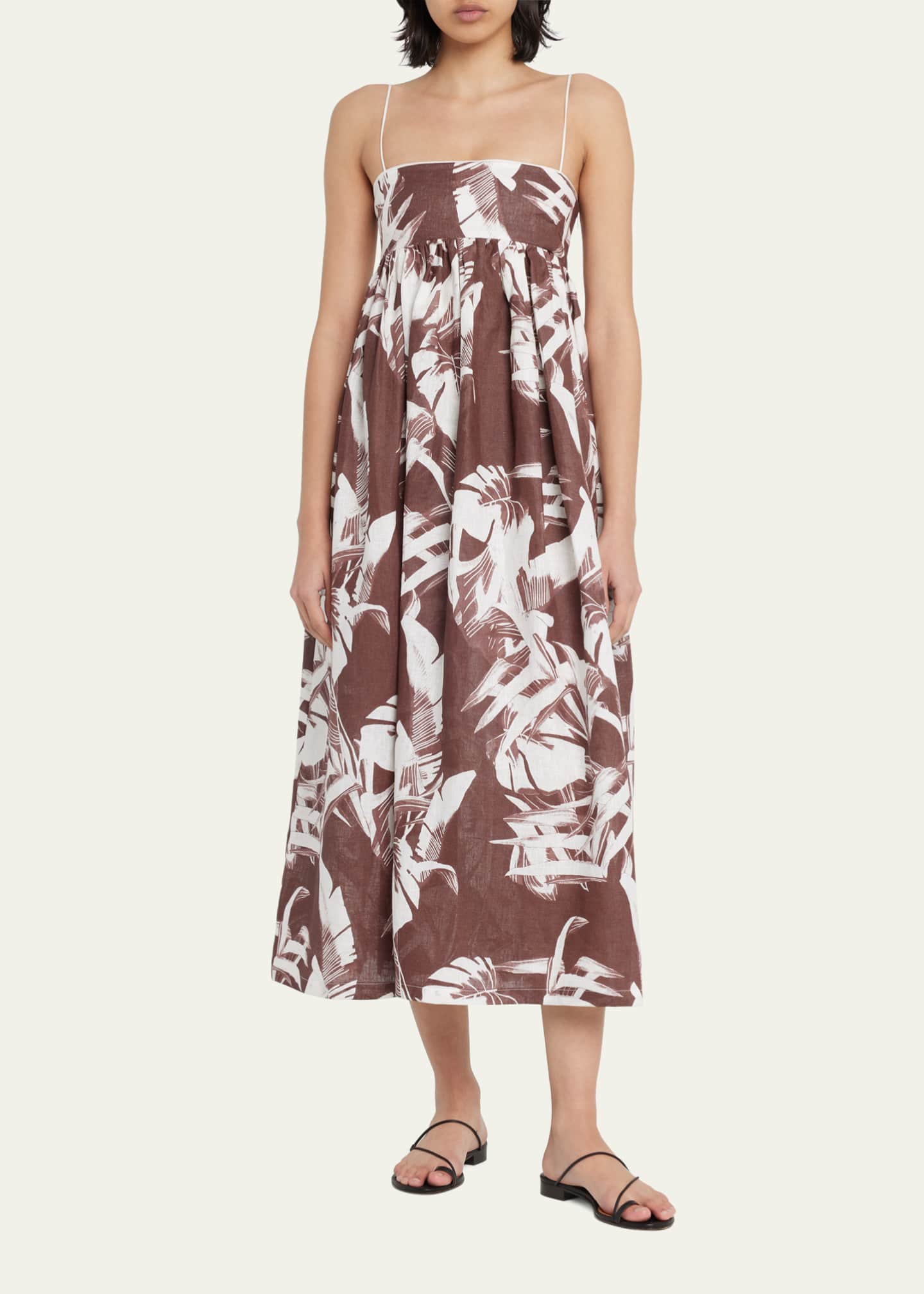 Three Graces London Katie Linen Midi Dress Image 2 of 5