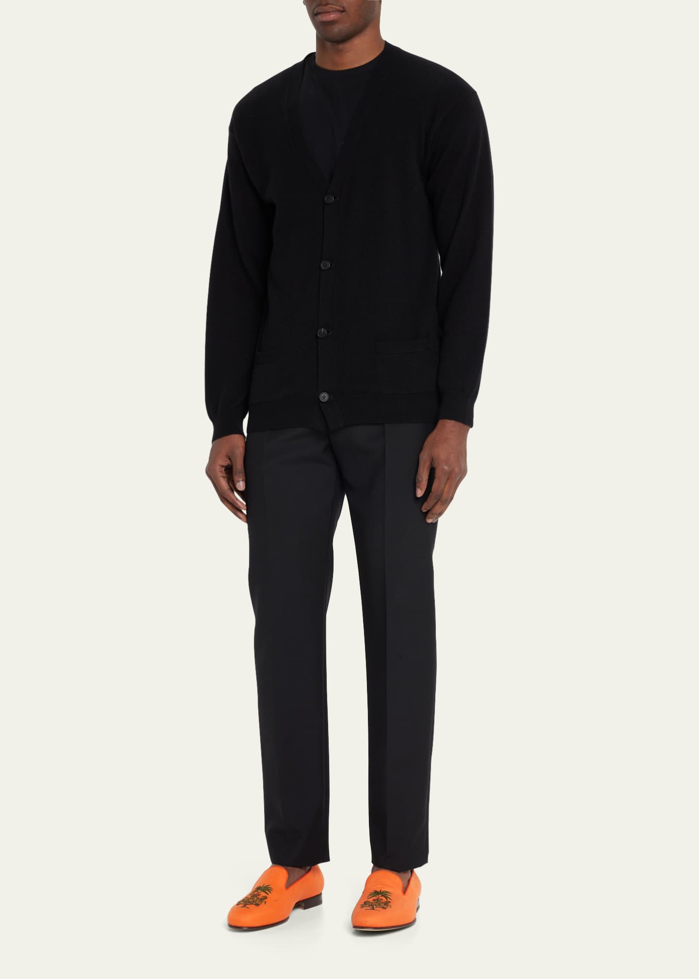 Ralph Lauren Purple Label Men's Alonzo Palm Crest Linen Loafers