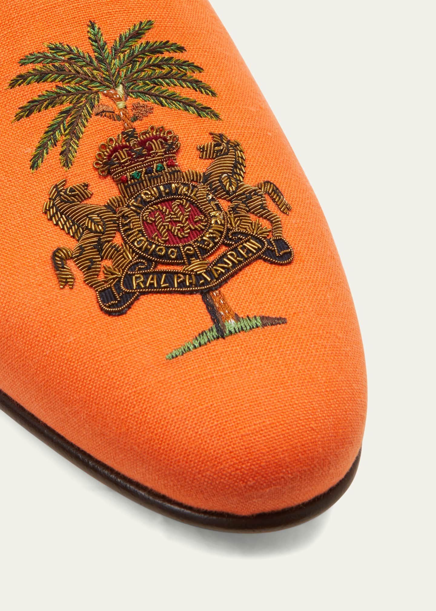 Ralph Lauren Purple Label Men's Alonzo Palm Crest Linen Loafers