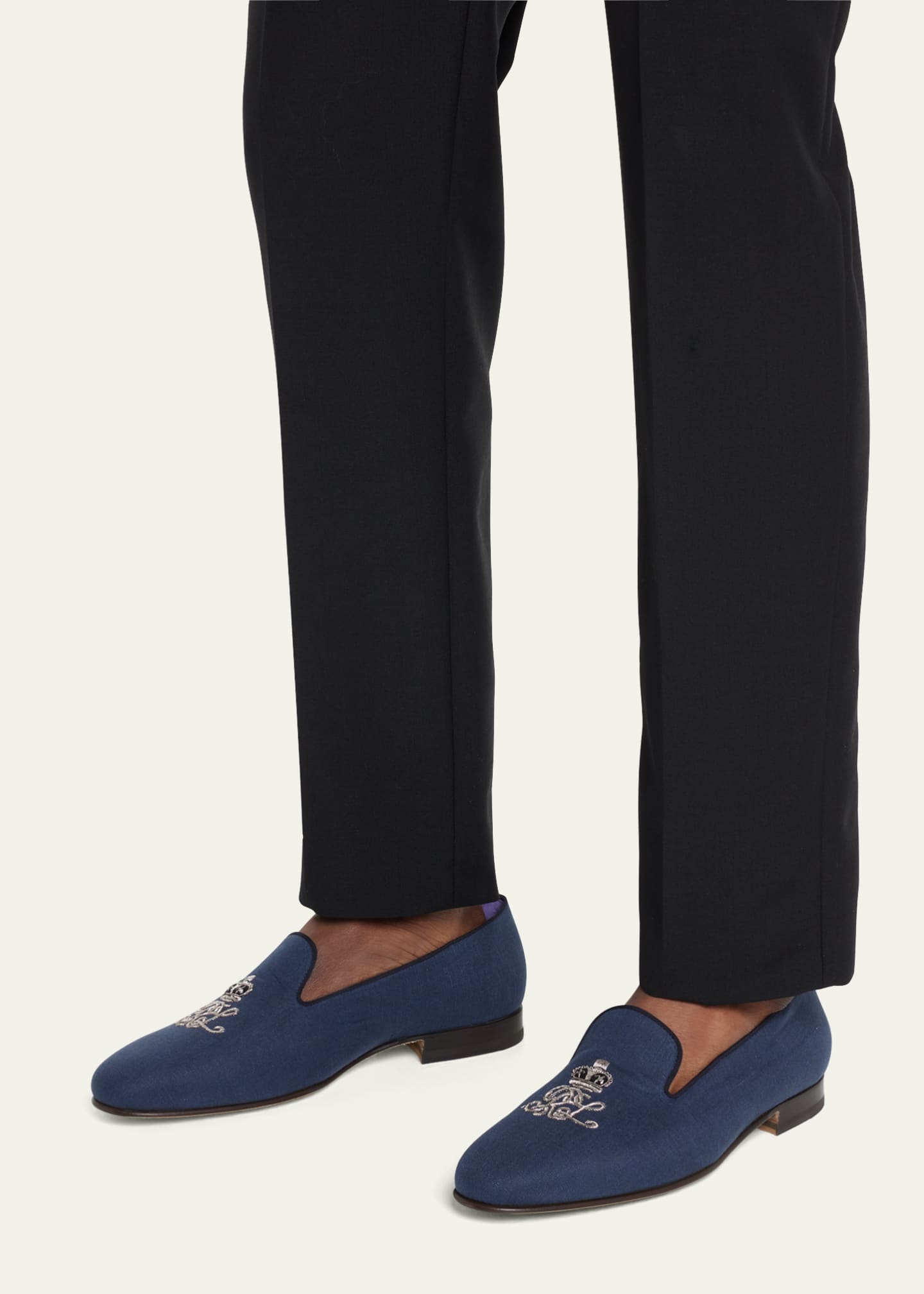 Ralph Lauren Purple Label Men's Alonzo RLCrest Smoking Slippers