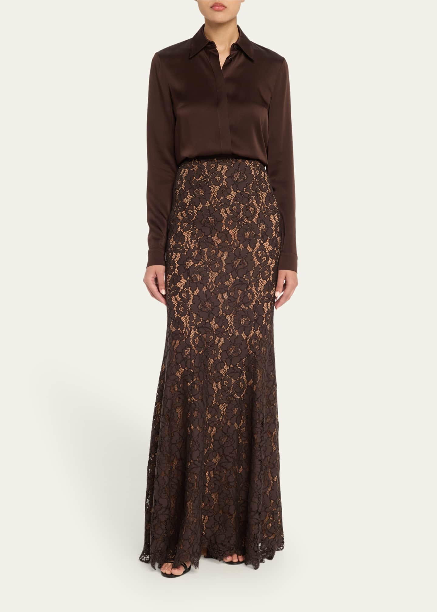 Michael Kors Collection Hansen Charmeuse Button-Front Shirt Image 2 of 5