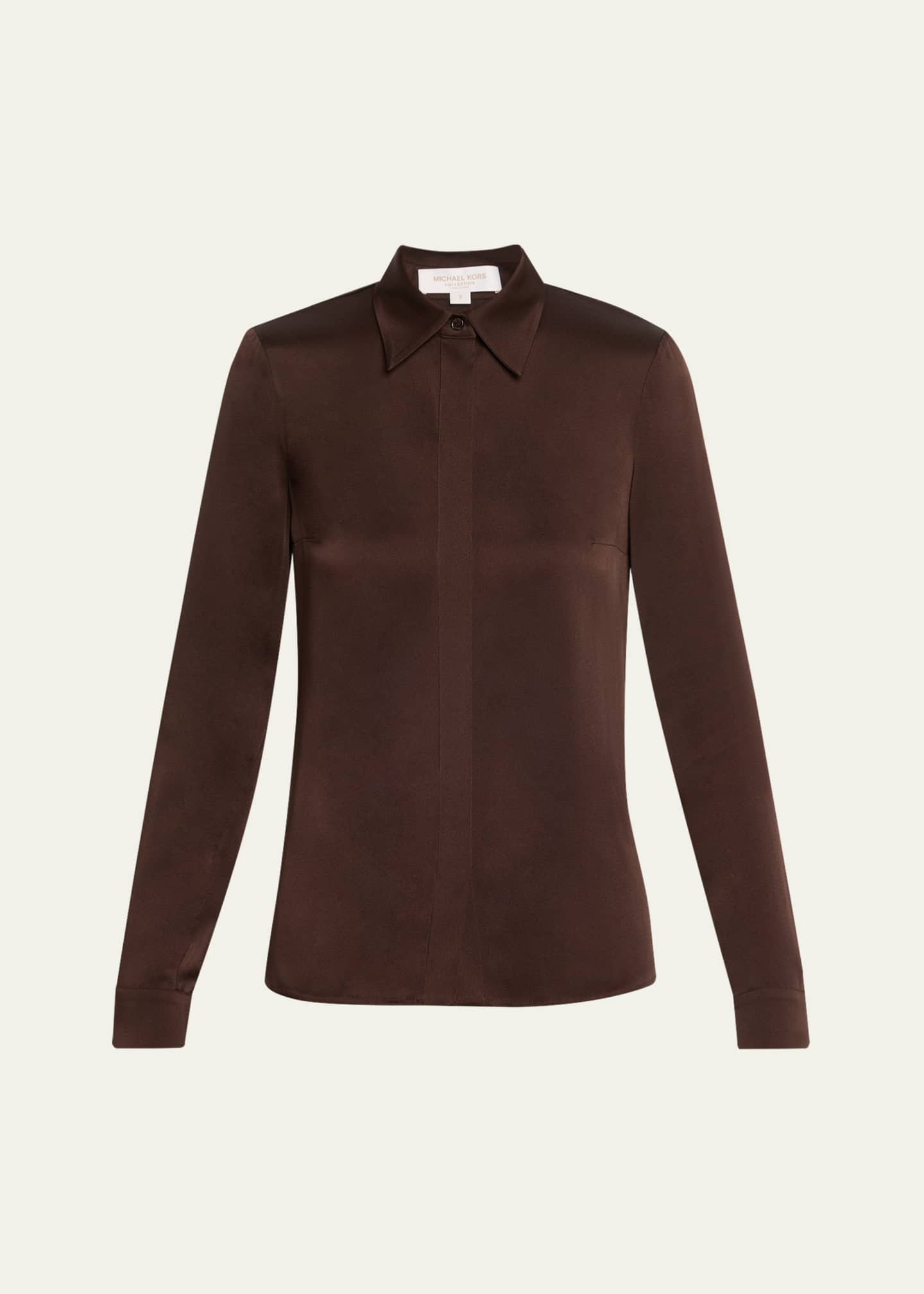 Michael Kors Collection Hansen Charmeuse Button-Front Shirt Image 1 of 5