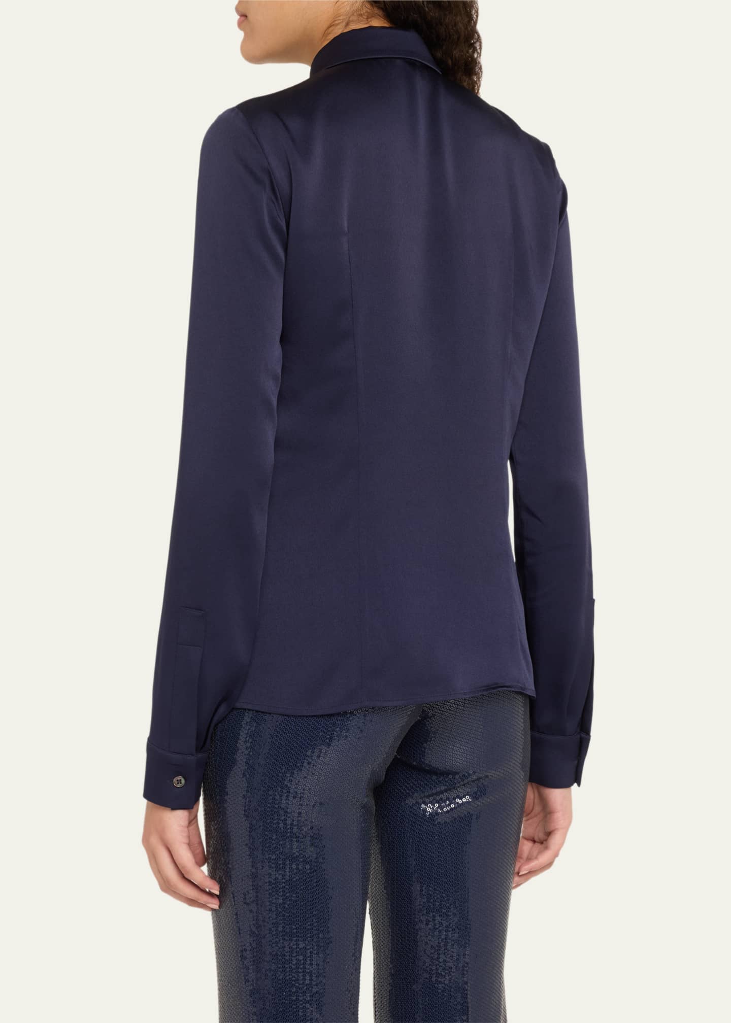 Michael Kors Collection Hansen Charmeuse Button-Front Shirt Image 3 of 5