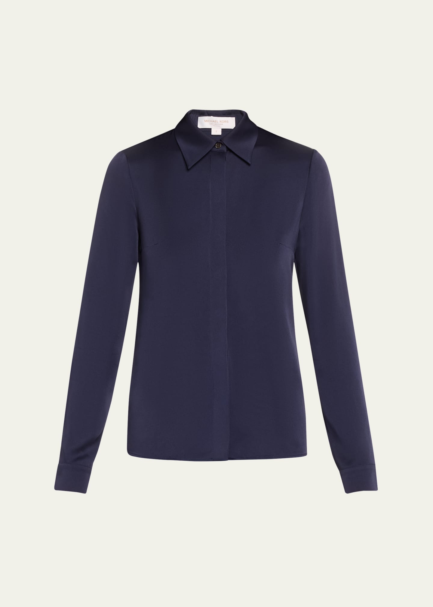 Michael Kors Collection Hansen Charmeuse Button-Front Shirt Image 1 of 5
