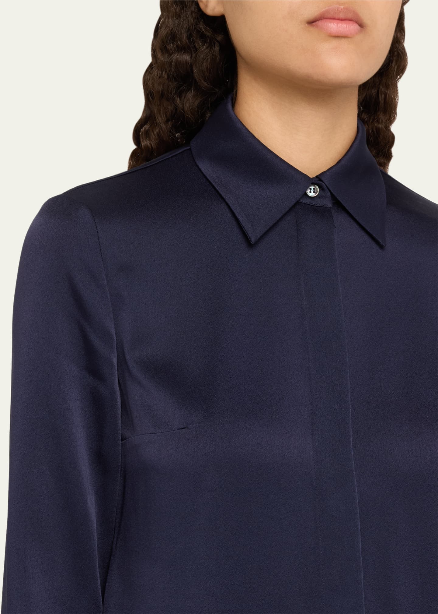 Michael Kors Collection Hansen Charmeuse Button-Front Shirt Image 5 of 5