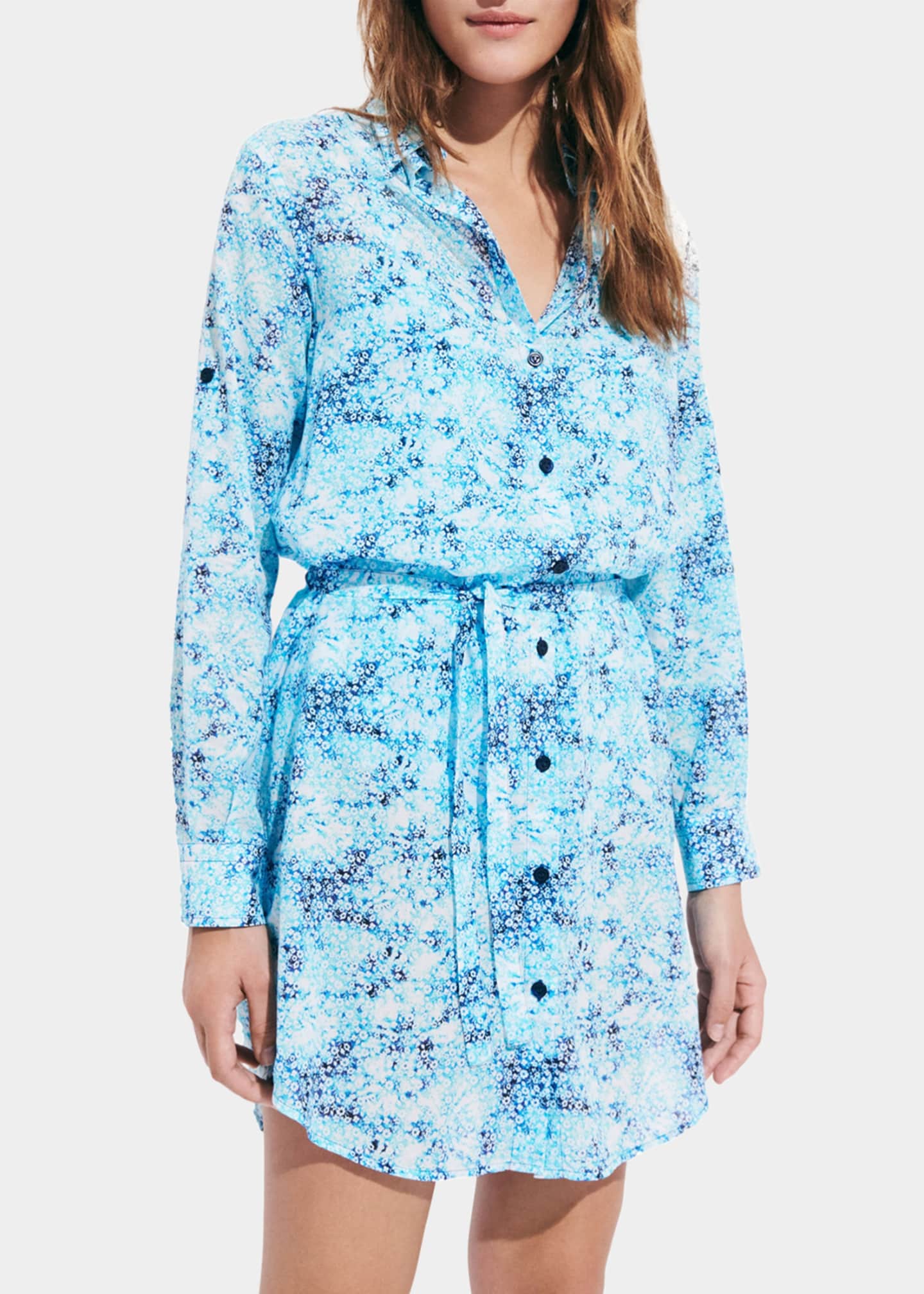 VILEBREQUIN Women Cotton Voile Shirt Dress Carapaces Multicolored