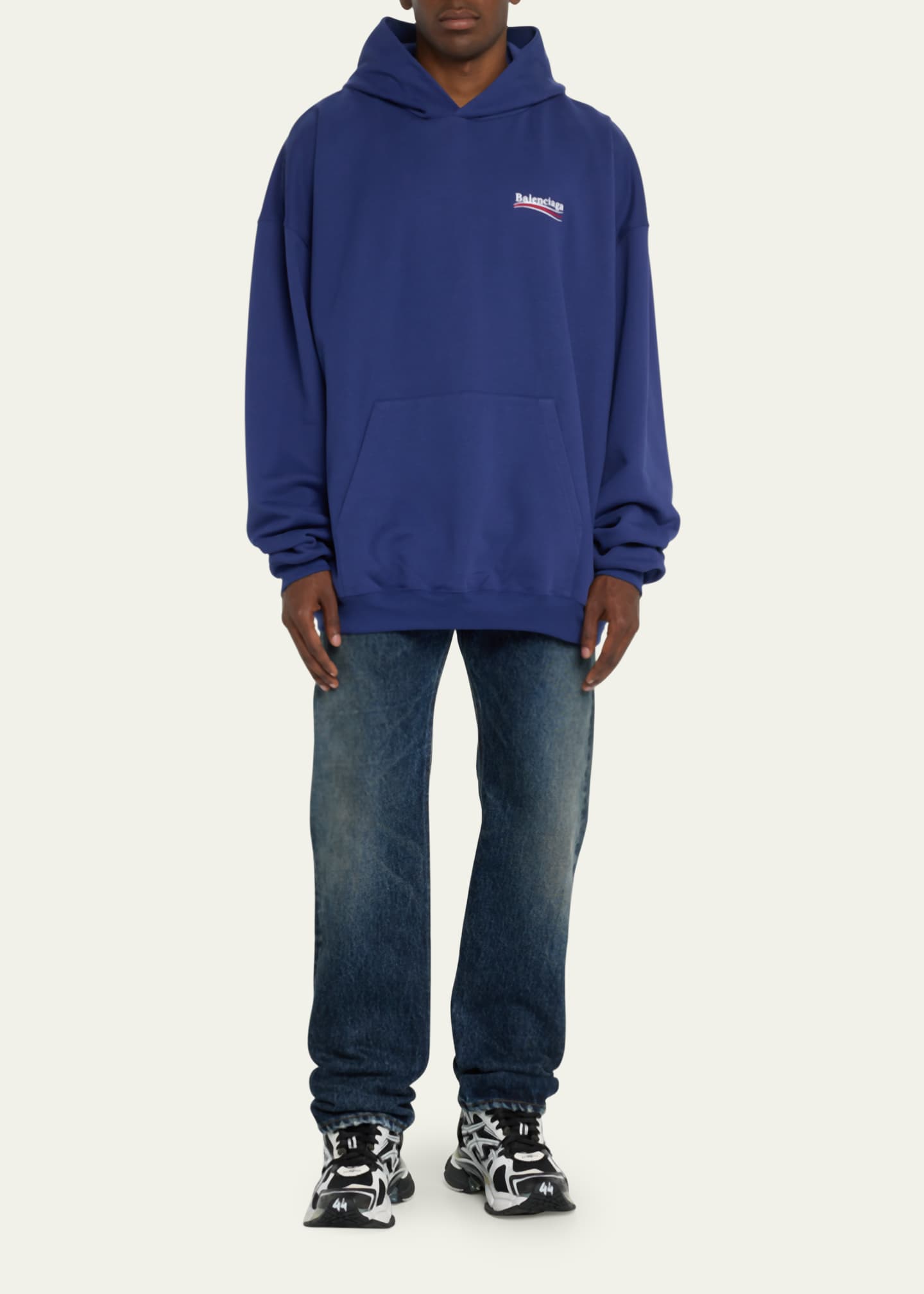 Balenciaga Men's Campaign Logo Terry Hoodie - Bergdorf Goodman