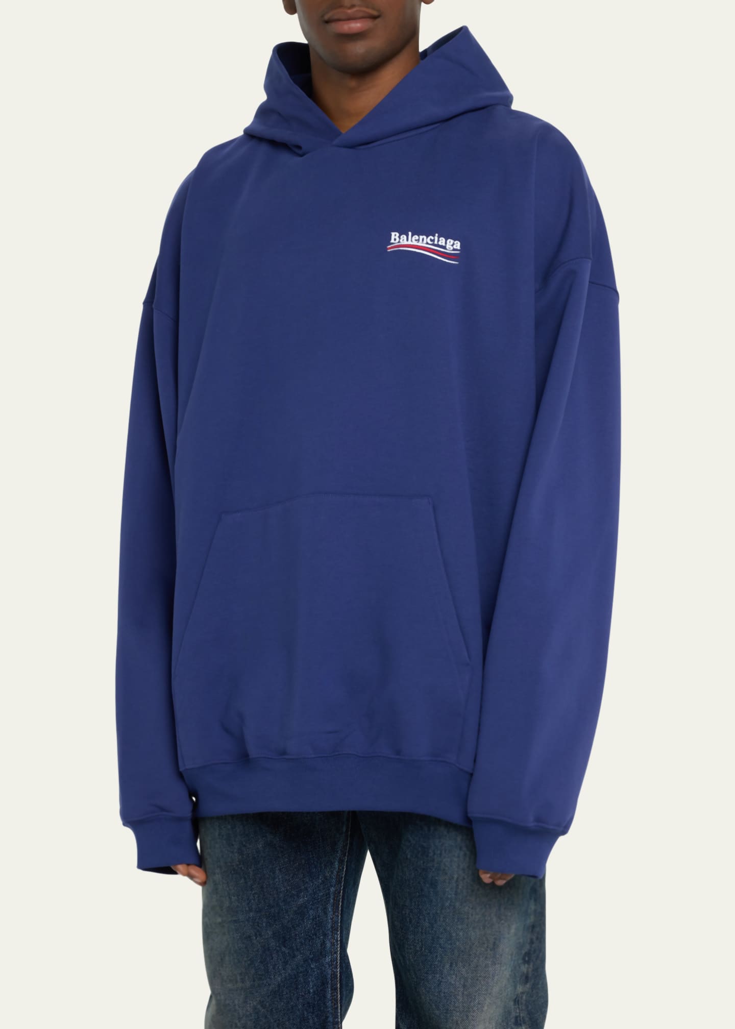 Balenciaga Men's Campaign Logo Terry Hoodie - Bergdorf Goodman