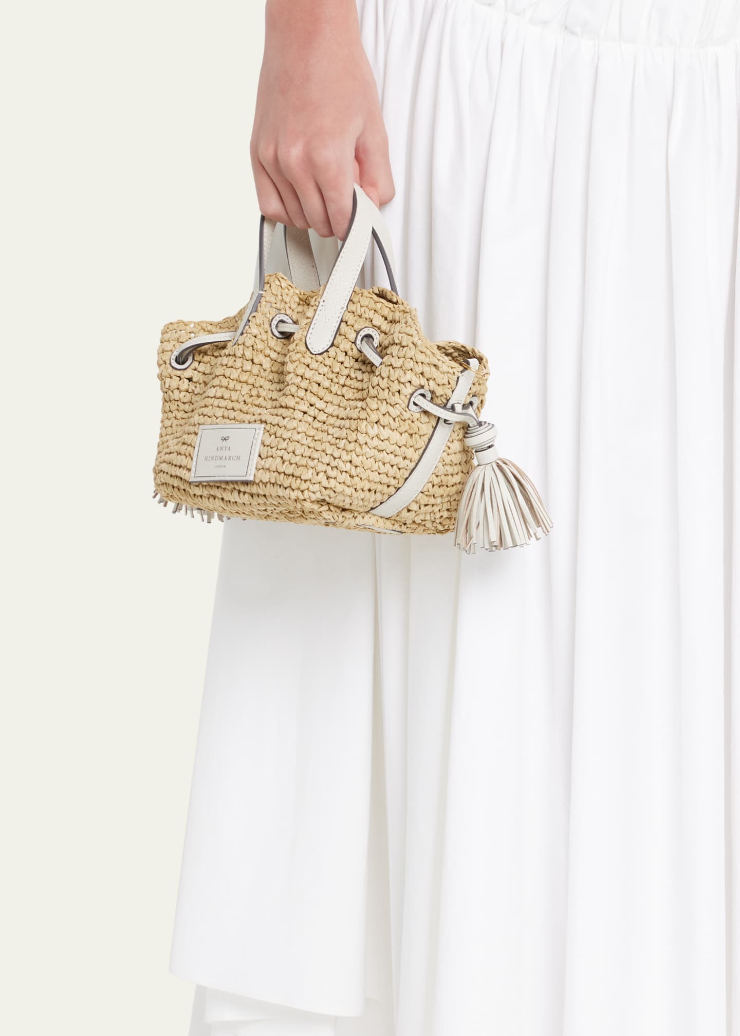 Anya Hindmarch Small Drawstring Raffia Tote