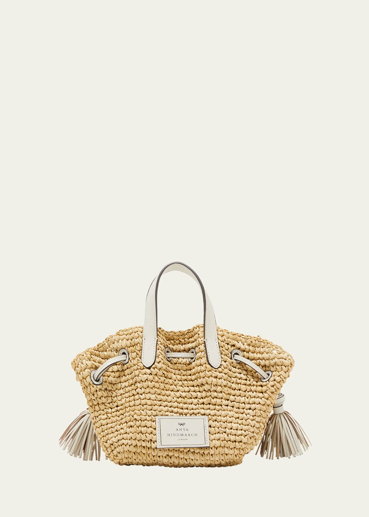 Anya Hindmarch Small Drawstring Raffia Tote