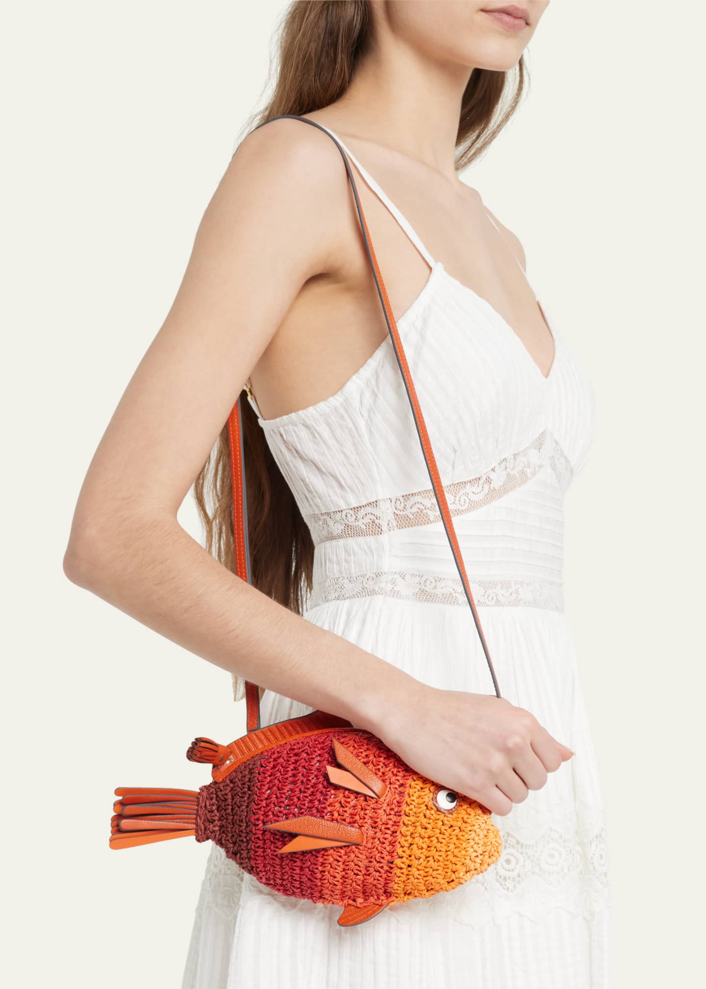 Anya Hindmarch Fish Straw Crossbody Bag Bergdorf Goodman